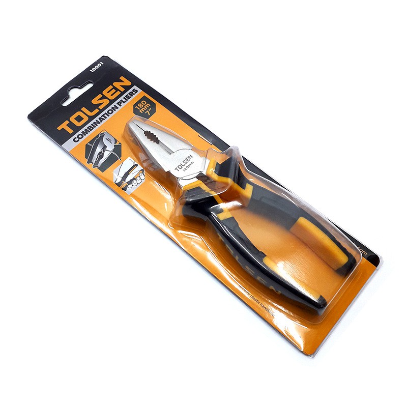 TOLSEN 10001 Combination Pliers 7" | TPR Handle | Forged Steel | Nickel Plated | Model: 10001_img_1