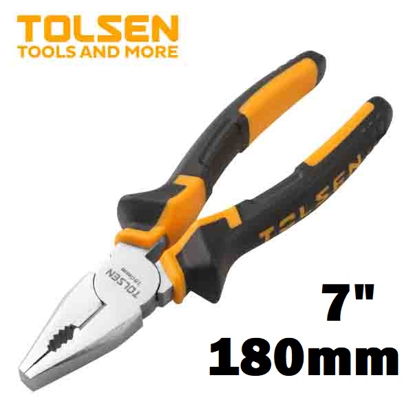 TOLSEN 10001 Combination Pliers 7" | TPR Handle | Forged Steel | Nickel Plated | Model: 10001