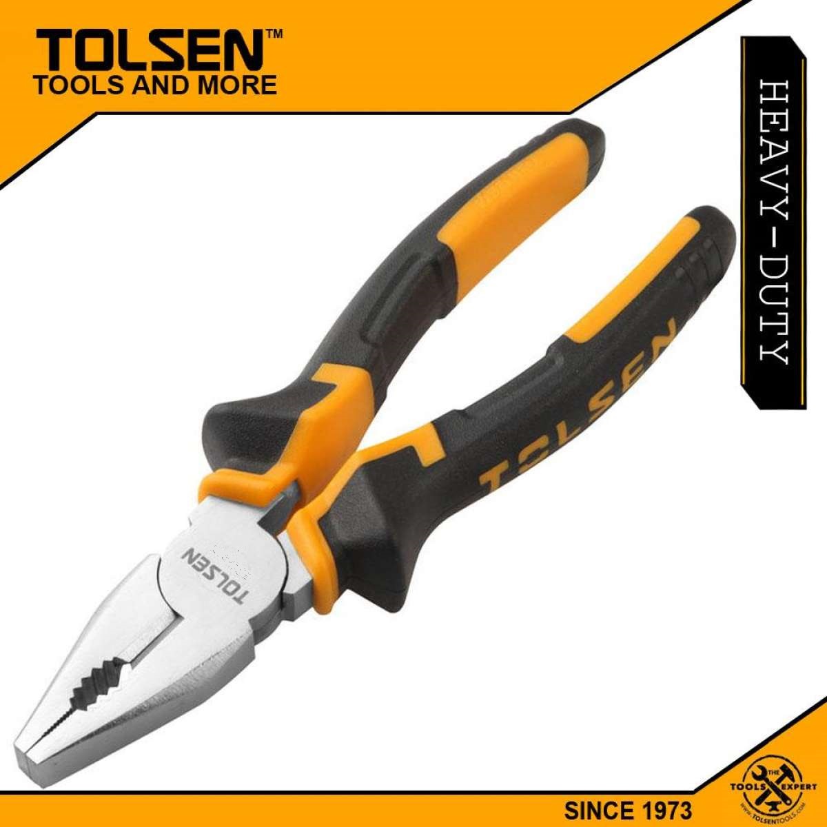 TOLSEN 10002 Combination Pliers 8" (200mm) TPR Handle, Forged Steel, Nickel Plated | Model: 10002_img_2