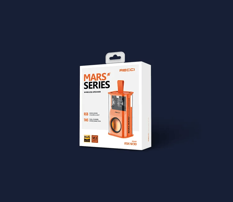 RECCI RSK-W30 Transparent Wireless Speaker with RGB Light- Orange Color_img_1