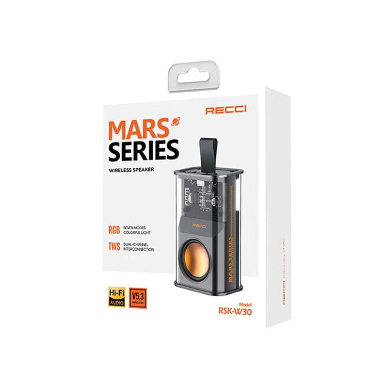 RECCI RSK-W30 Transparent Wireless Speaker with RGB Light- Orange Color_img_3