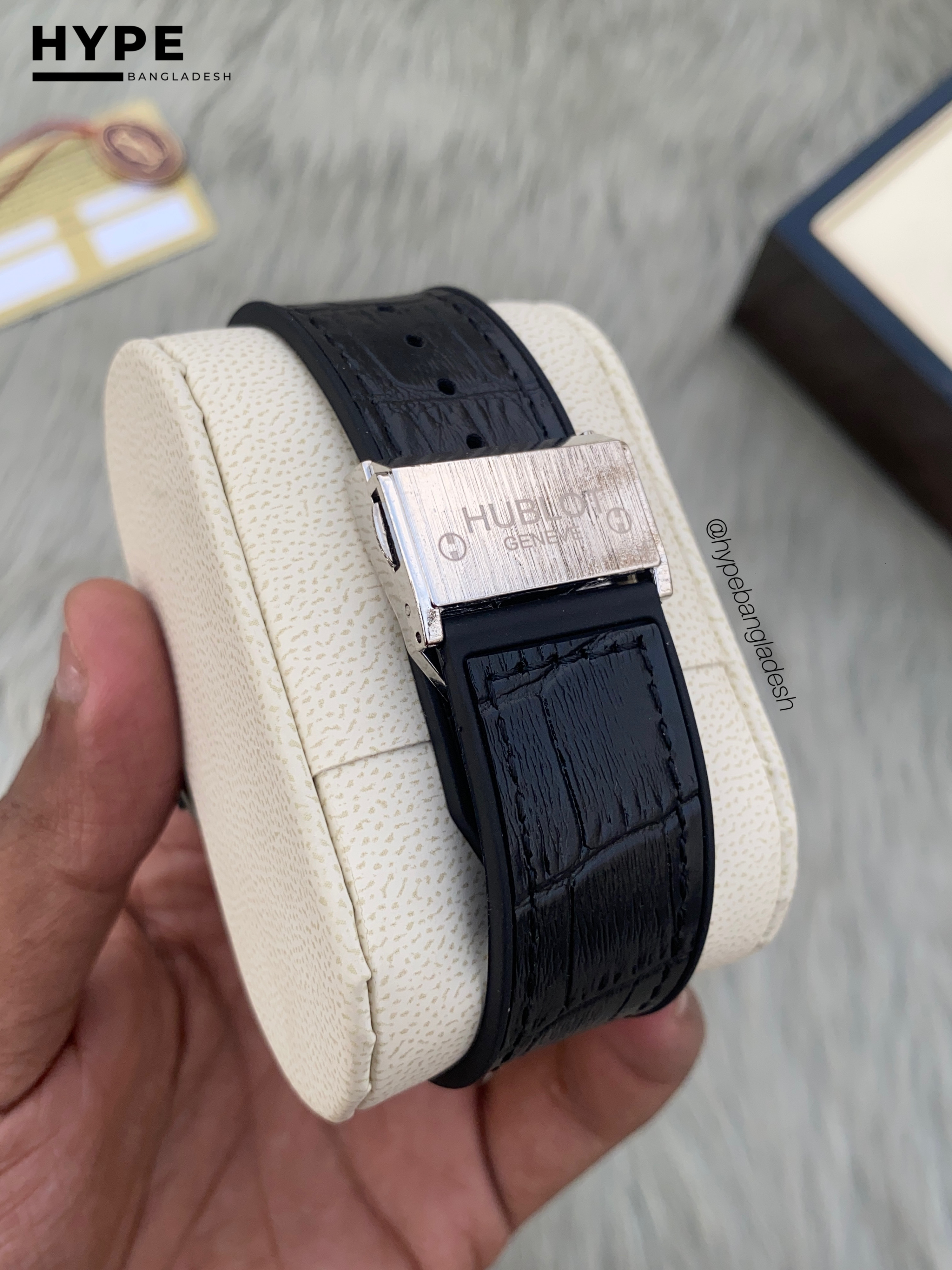 Hublot automatic silicone belt (Black leather textured)_img_2