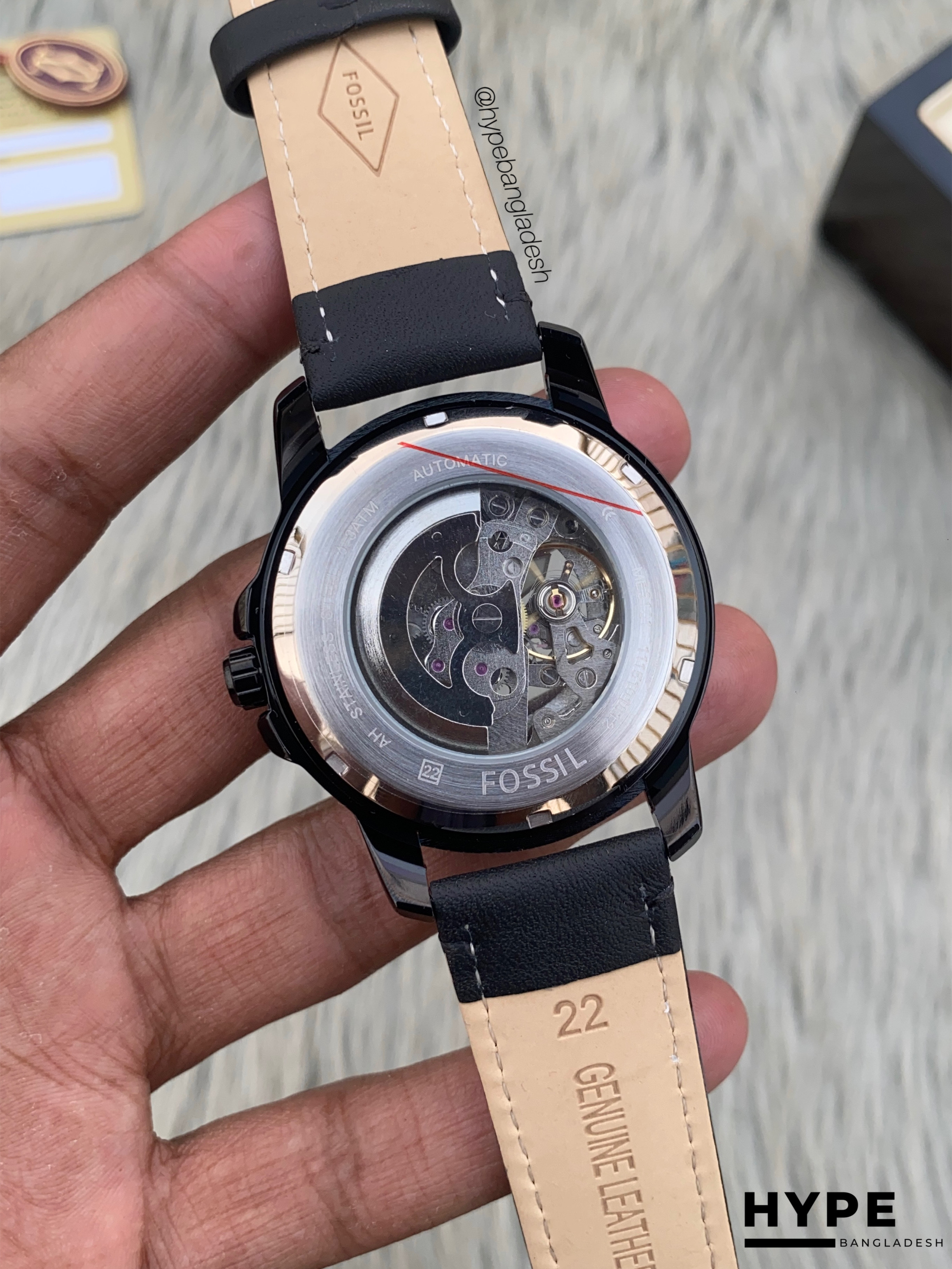 Fossil Automatic black leather black dial_img_3