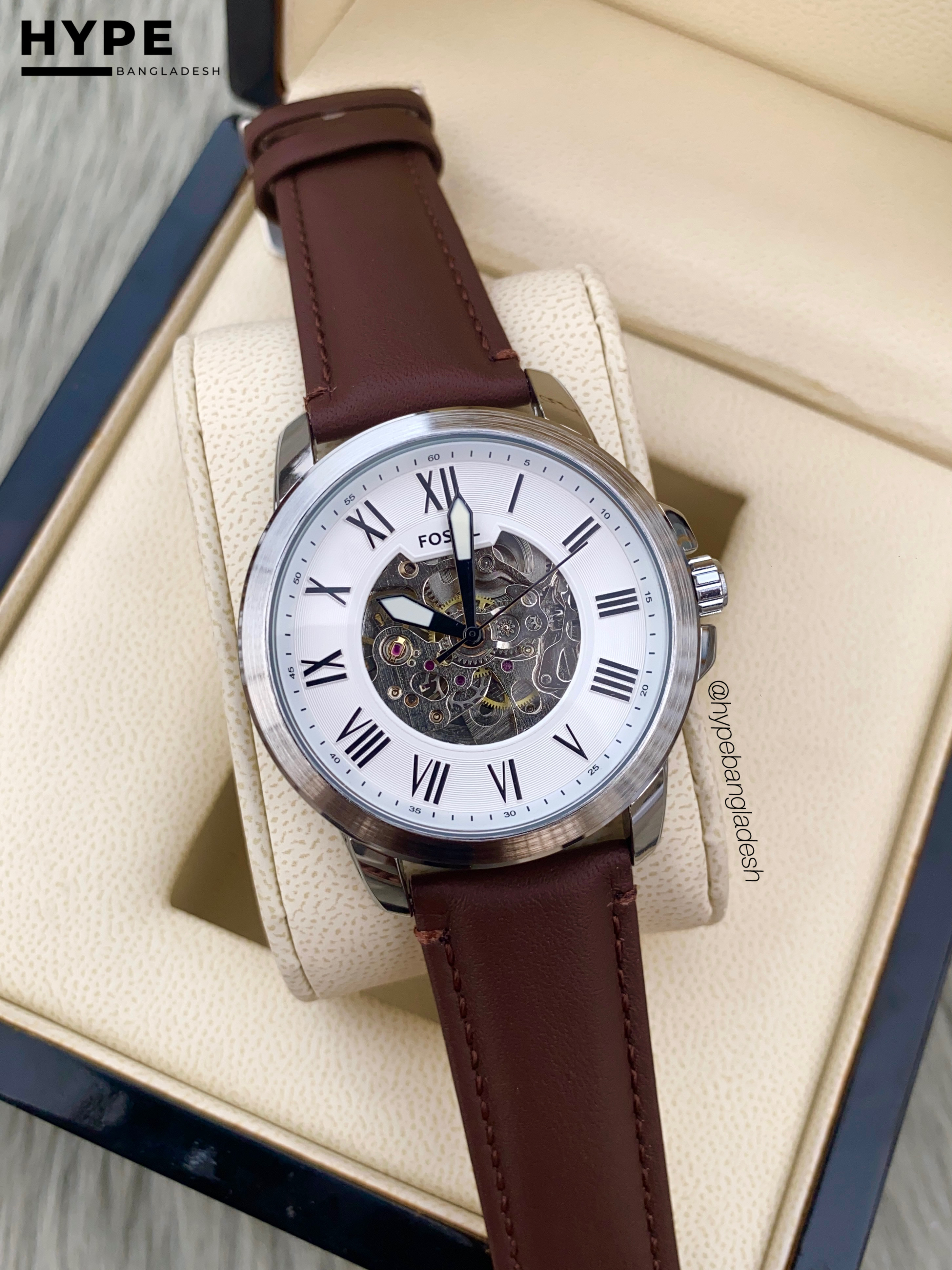 Fossil Automatic brown leather white dial_img_2