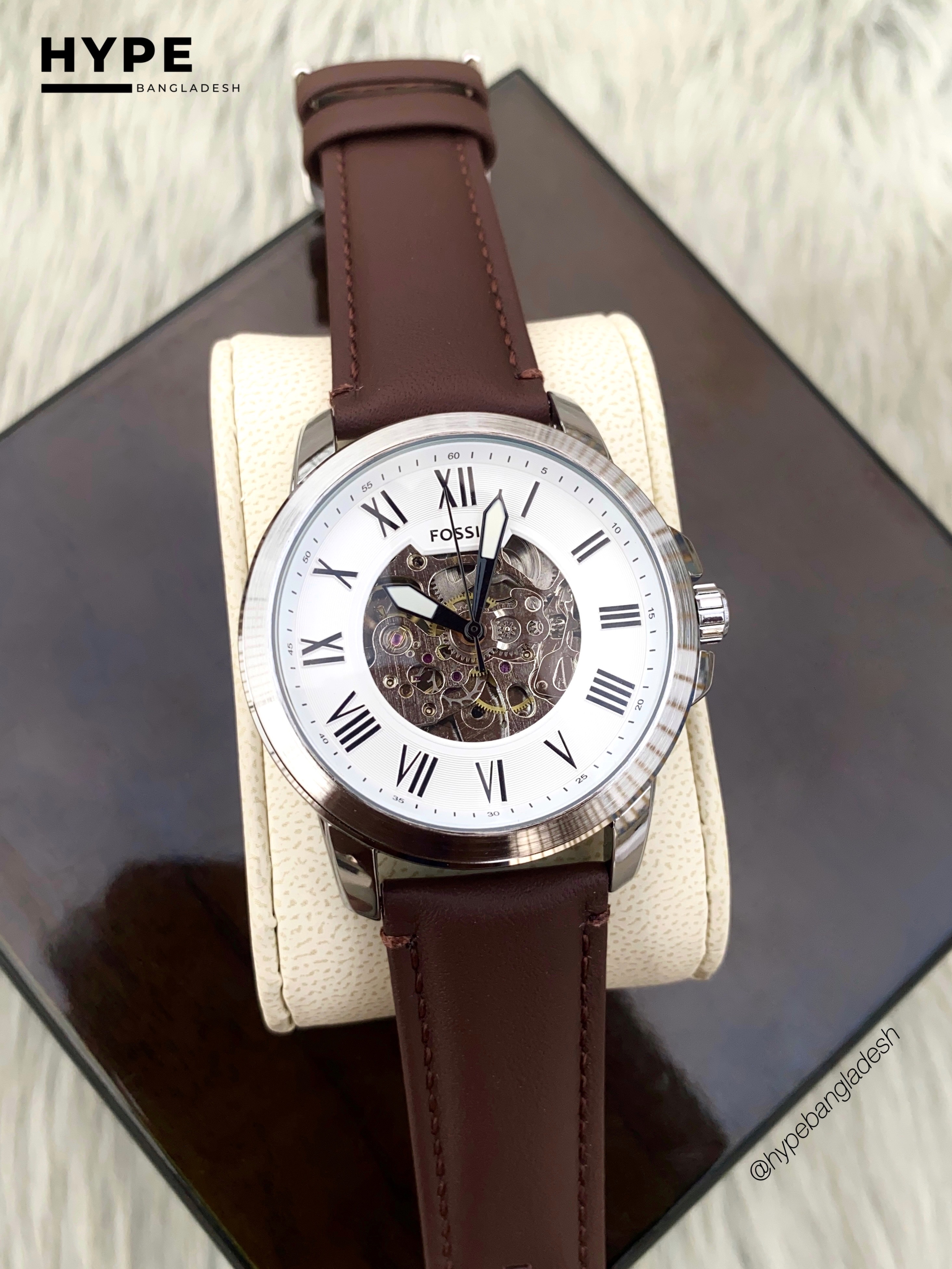 Fossil Automatic brown leather white dial_img_0