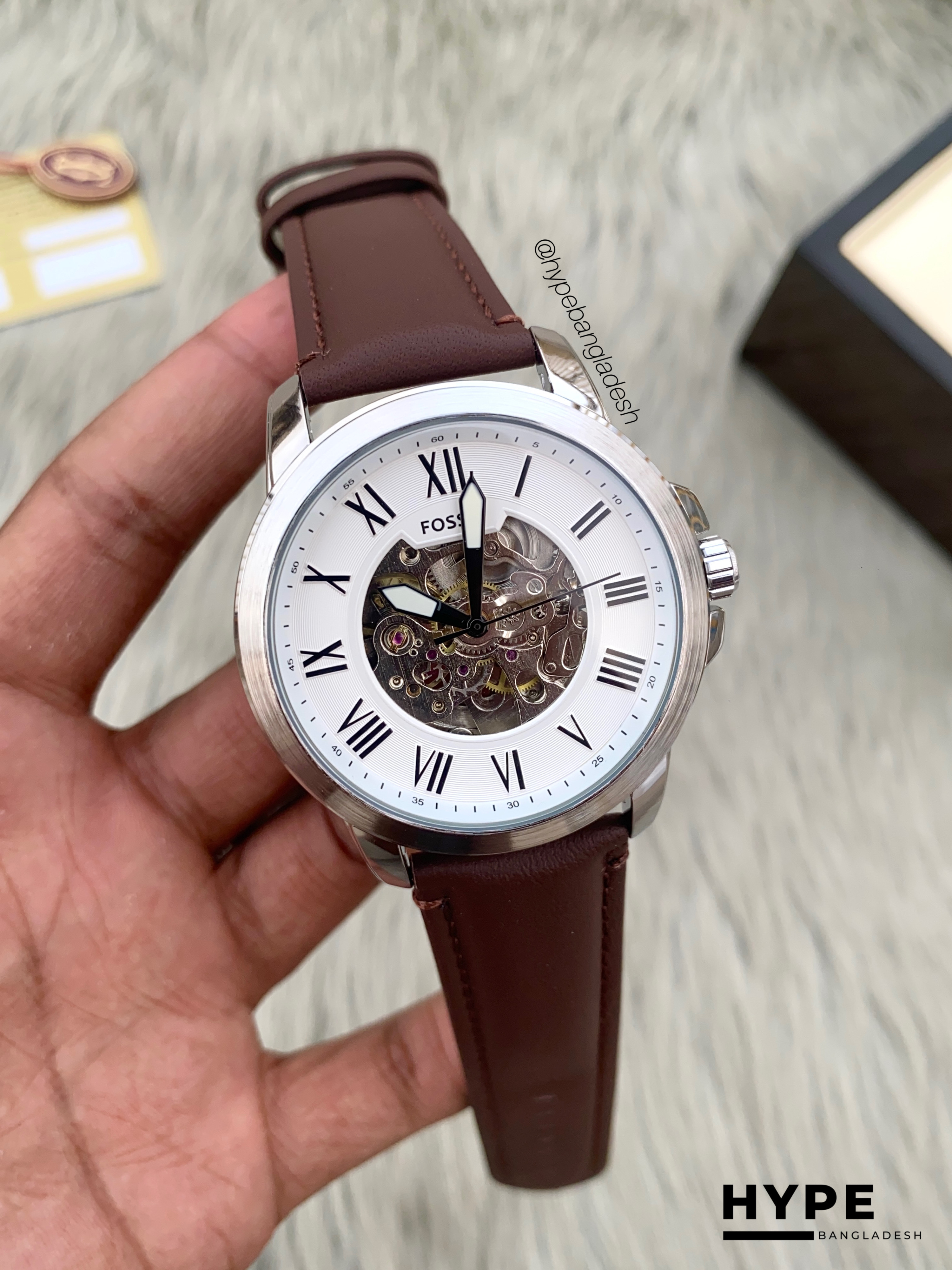 Fossil Automatic brown leather white dial_img_1
