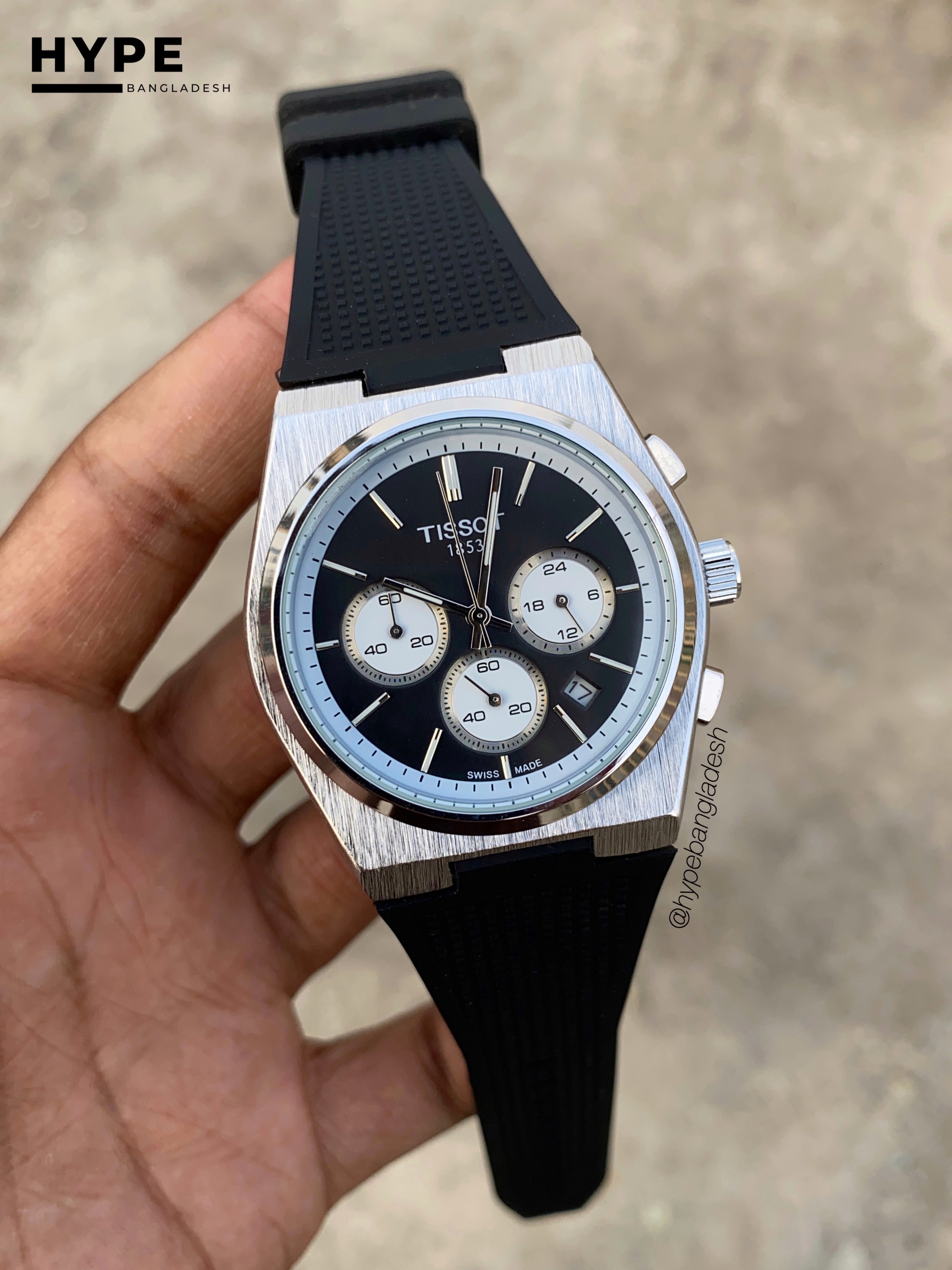 Tissot PRX chronograph black silicone strap & black dial_img_0