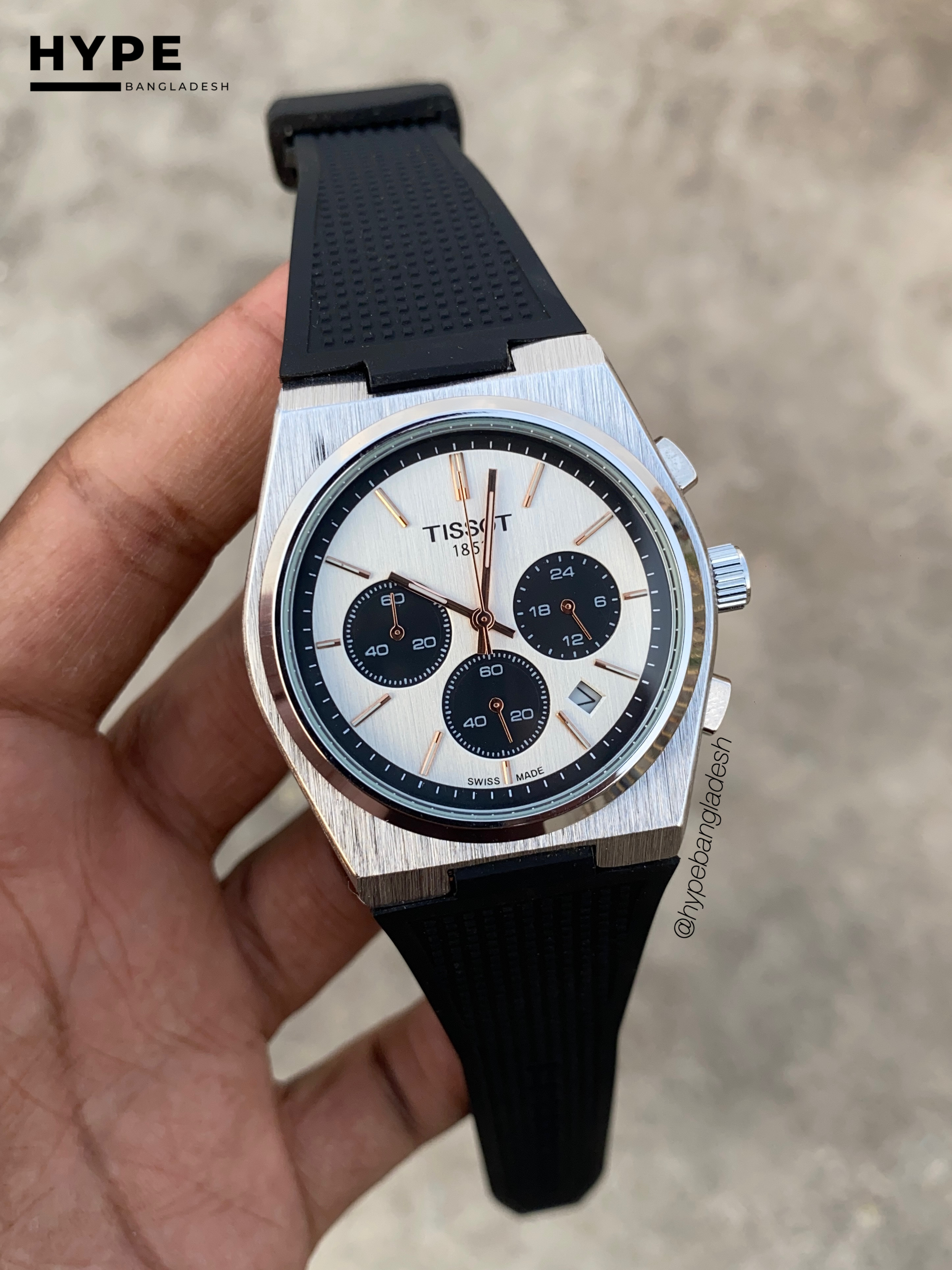Tissot PRX chronograph black silicone strap & panda dial_img_0