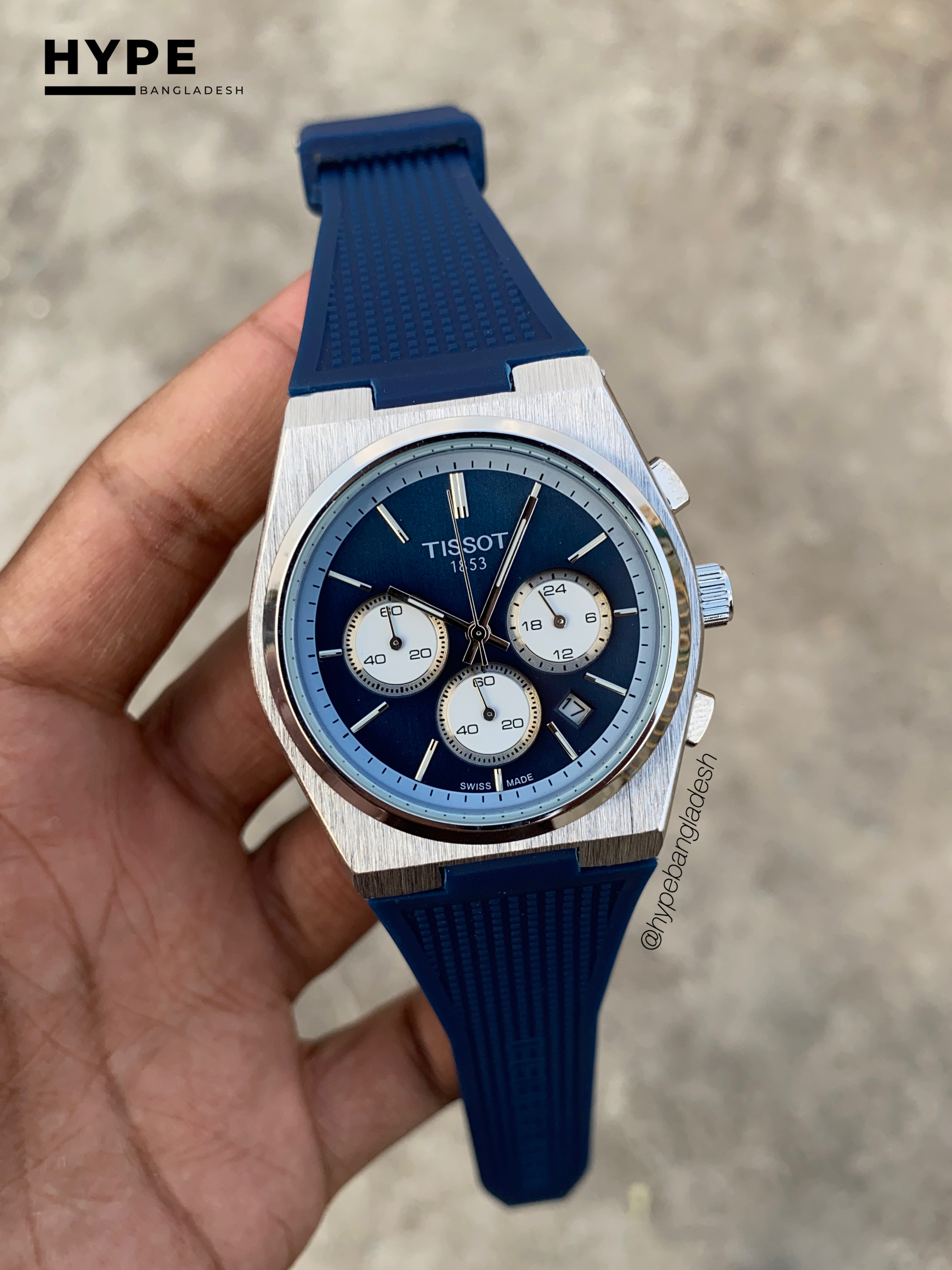 Tissot PRX chronograph blue silicone strap & blue dial_img_0