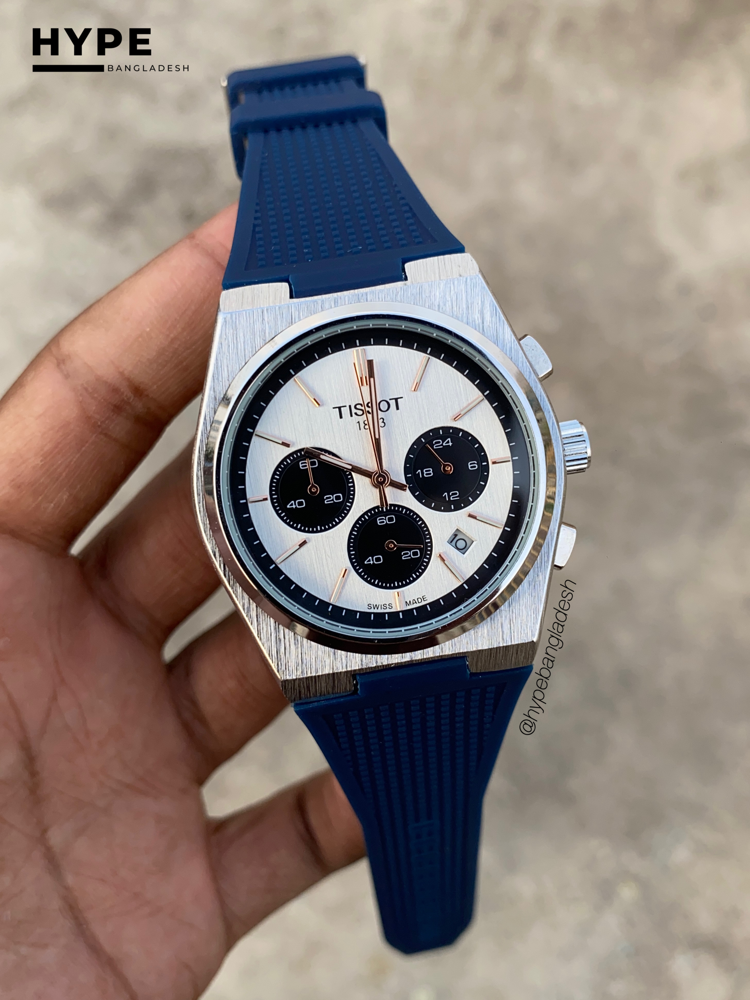 Tissot PRX chronograph blue silicone strap & panda dial_img_0