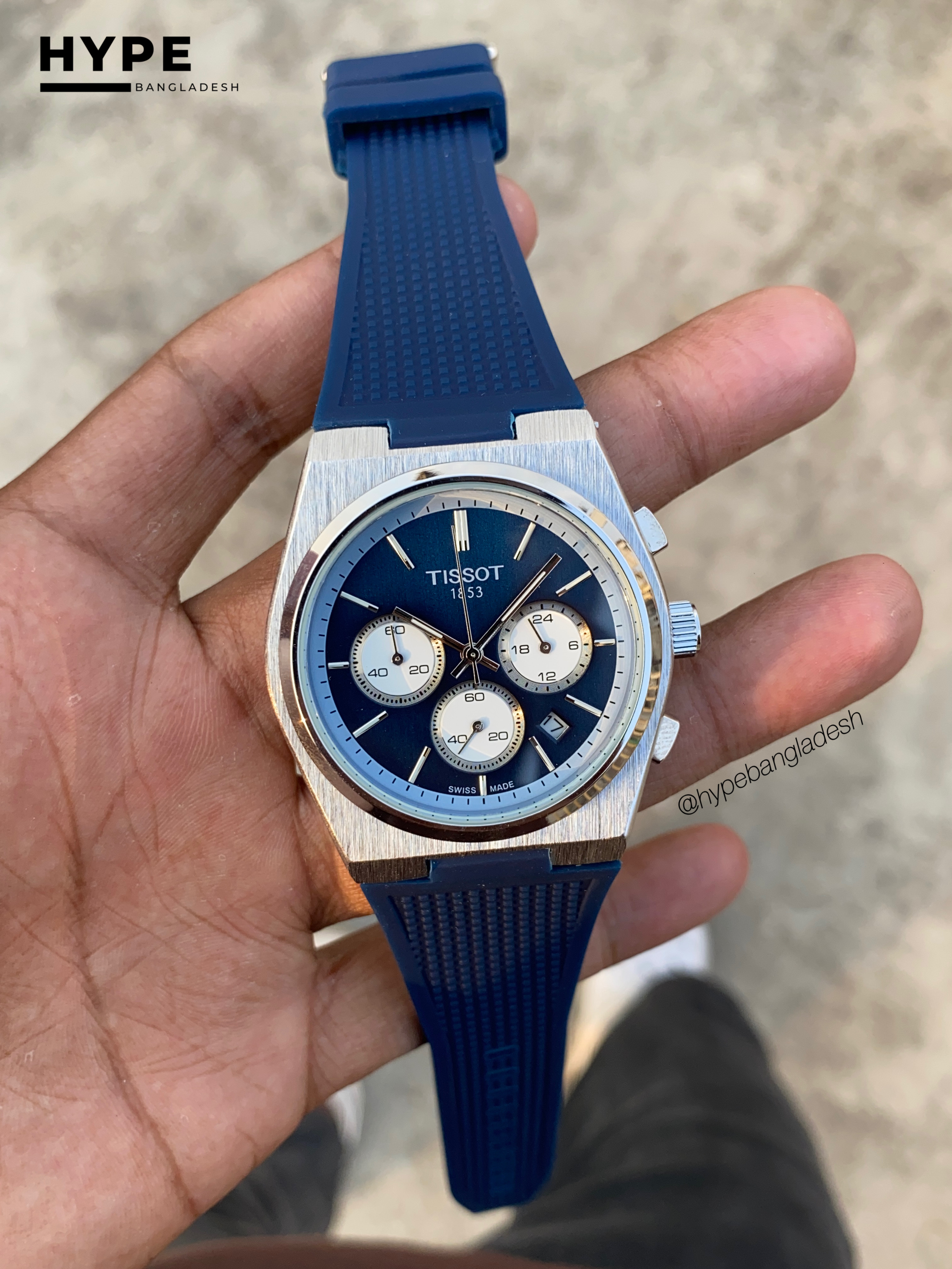 Tissot PRX chronograph blue silicone strap & blue dial_img_1
