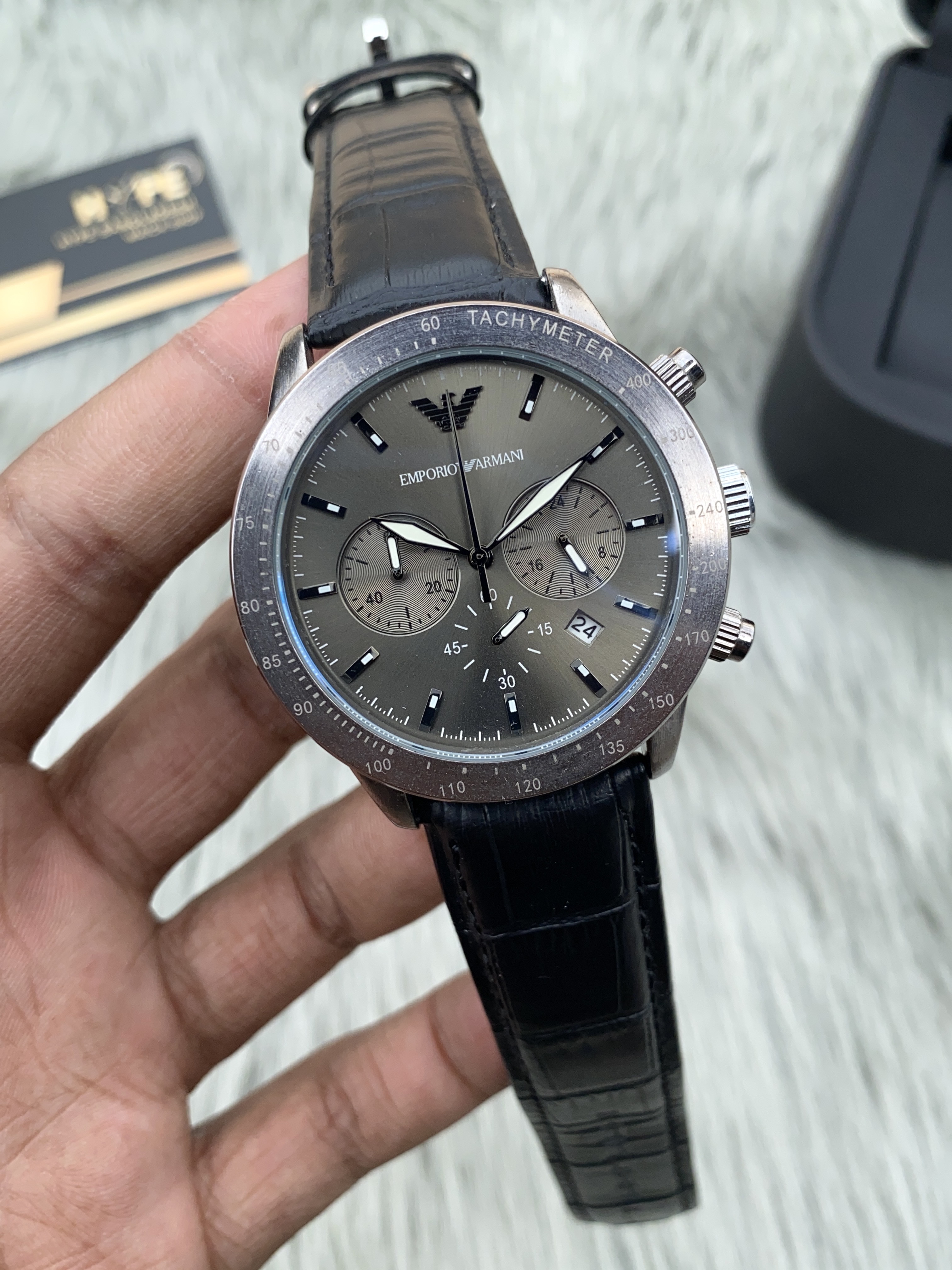 Armani chronograph leather belt_img_0