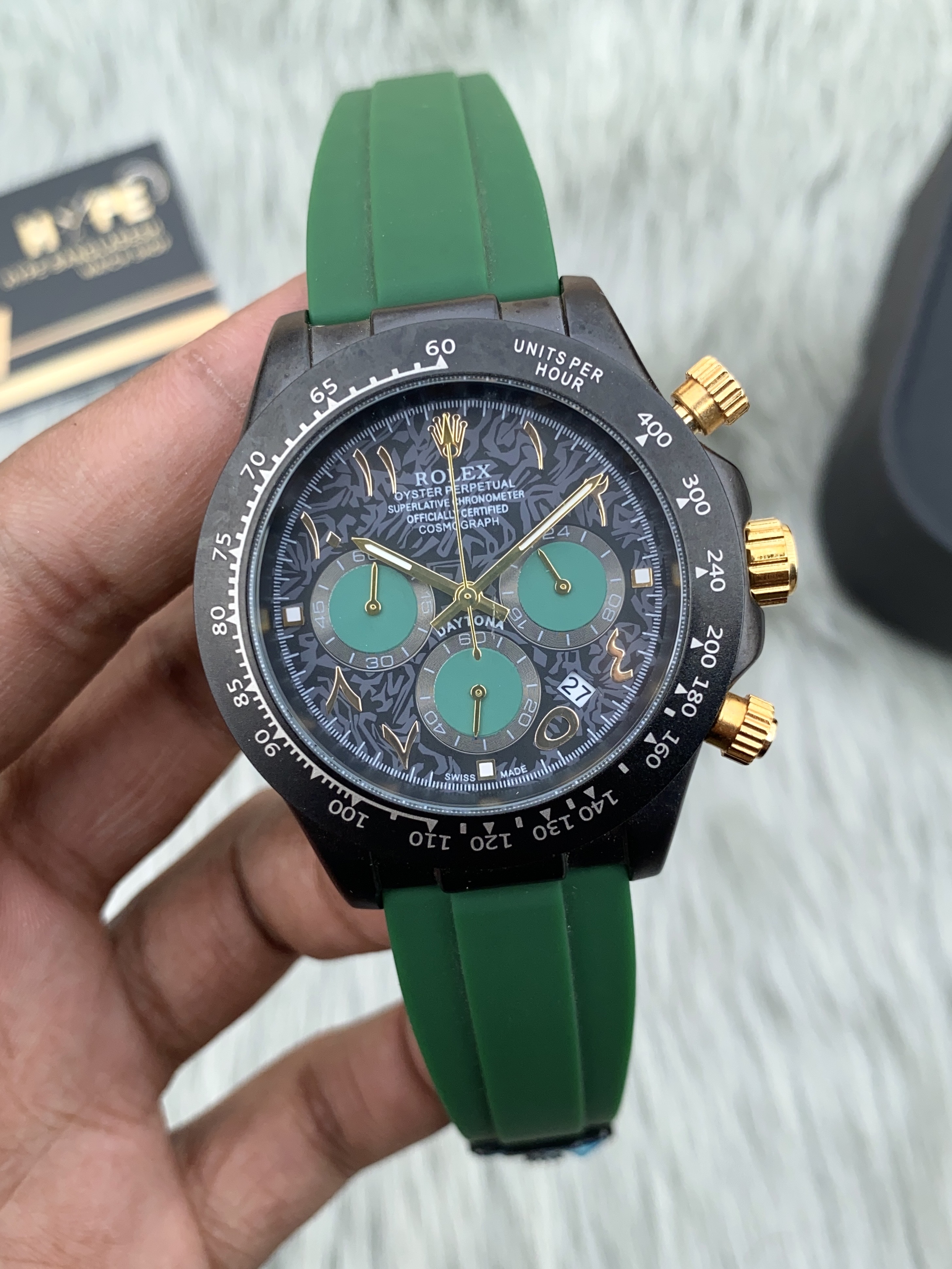 R0LEX daytona chronograph rubber belt (green)_img_0