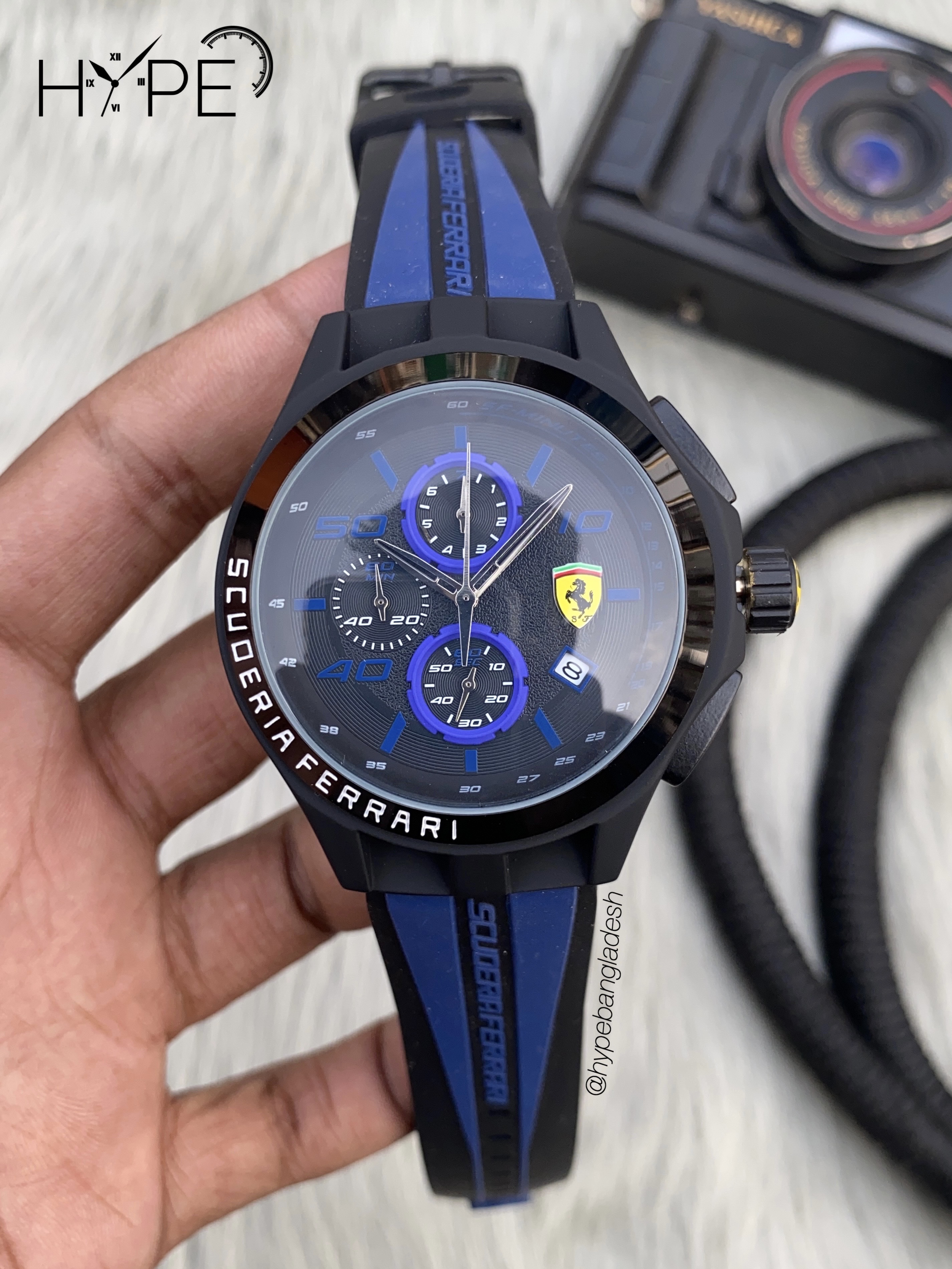 Ferrari chronograph rubber belt (Blue)_img_0