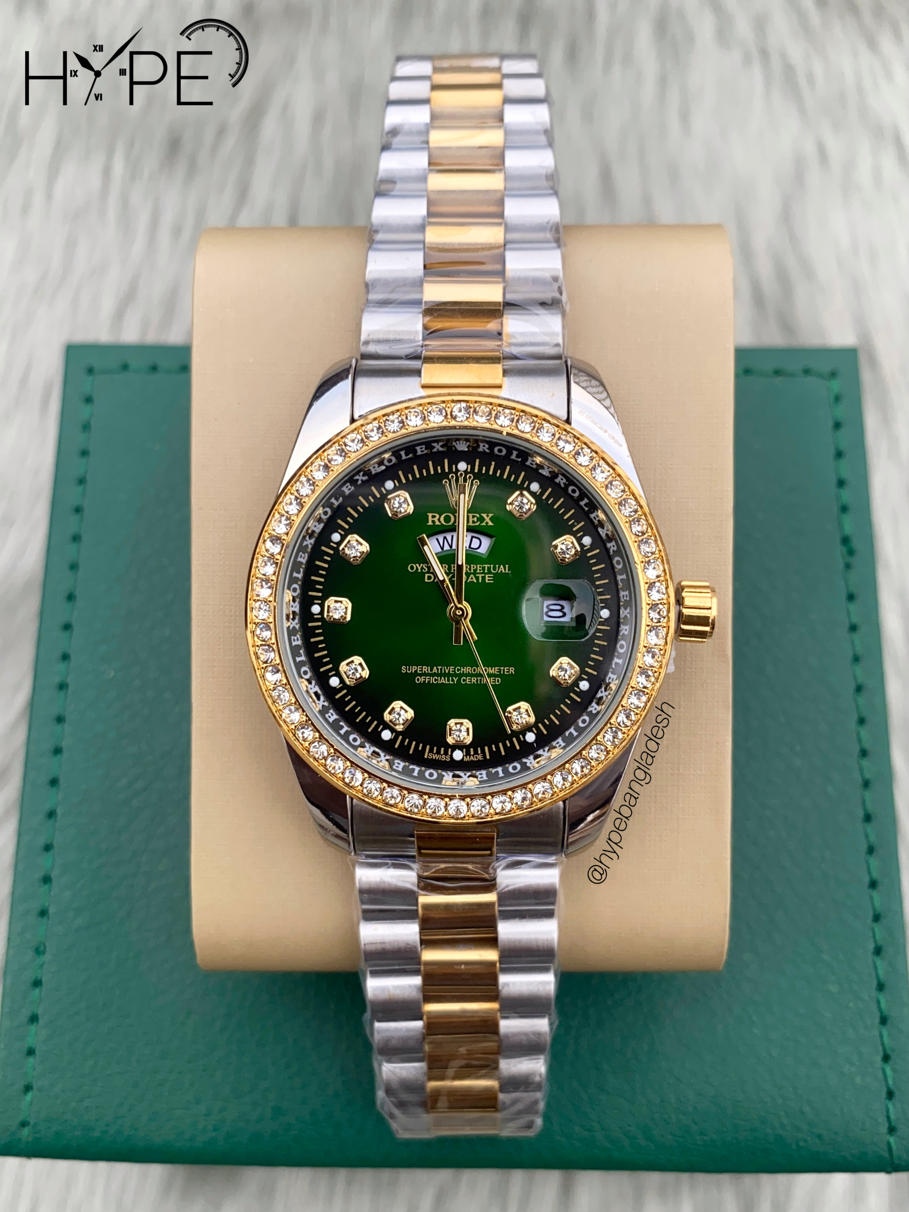 R0LEX DayDate stone bezel (Green dial)_img_0