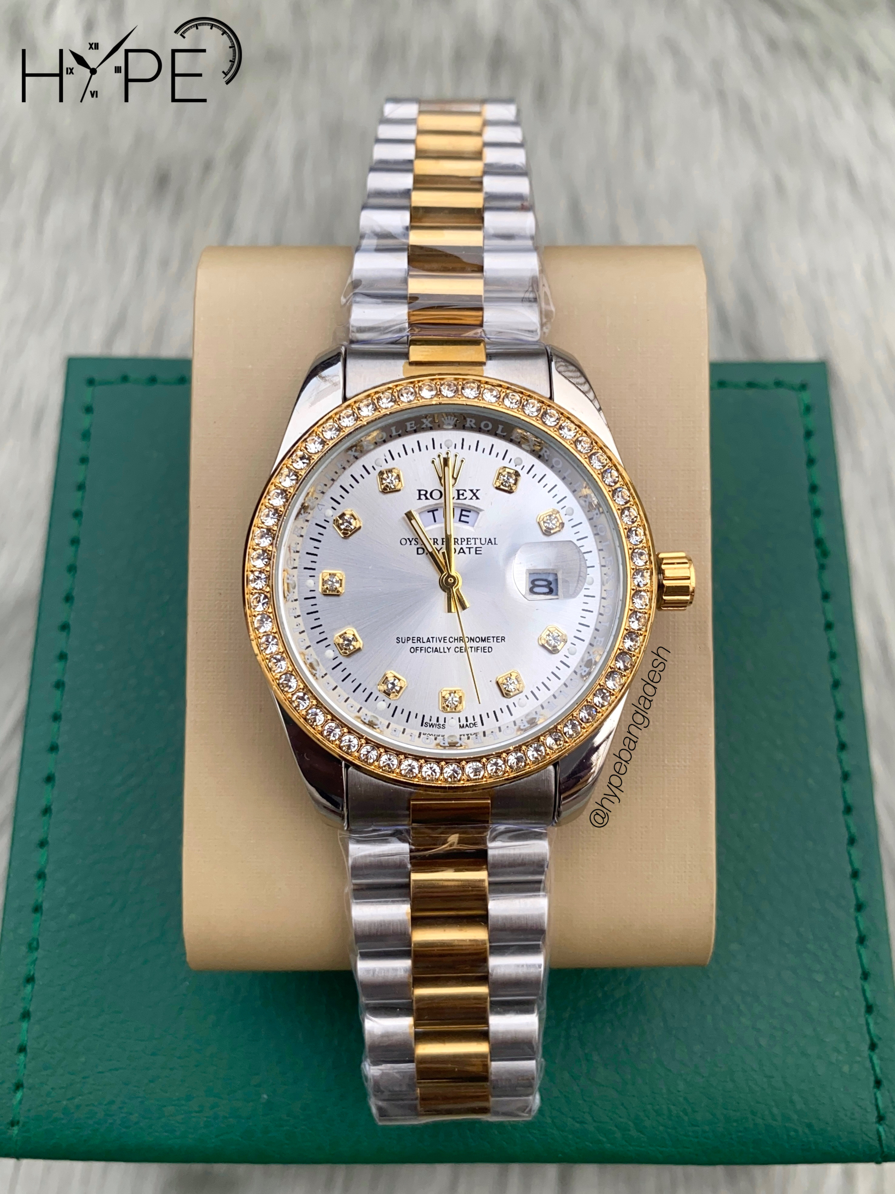 R0LEX DayDate stone bezel (White dial)_img_0