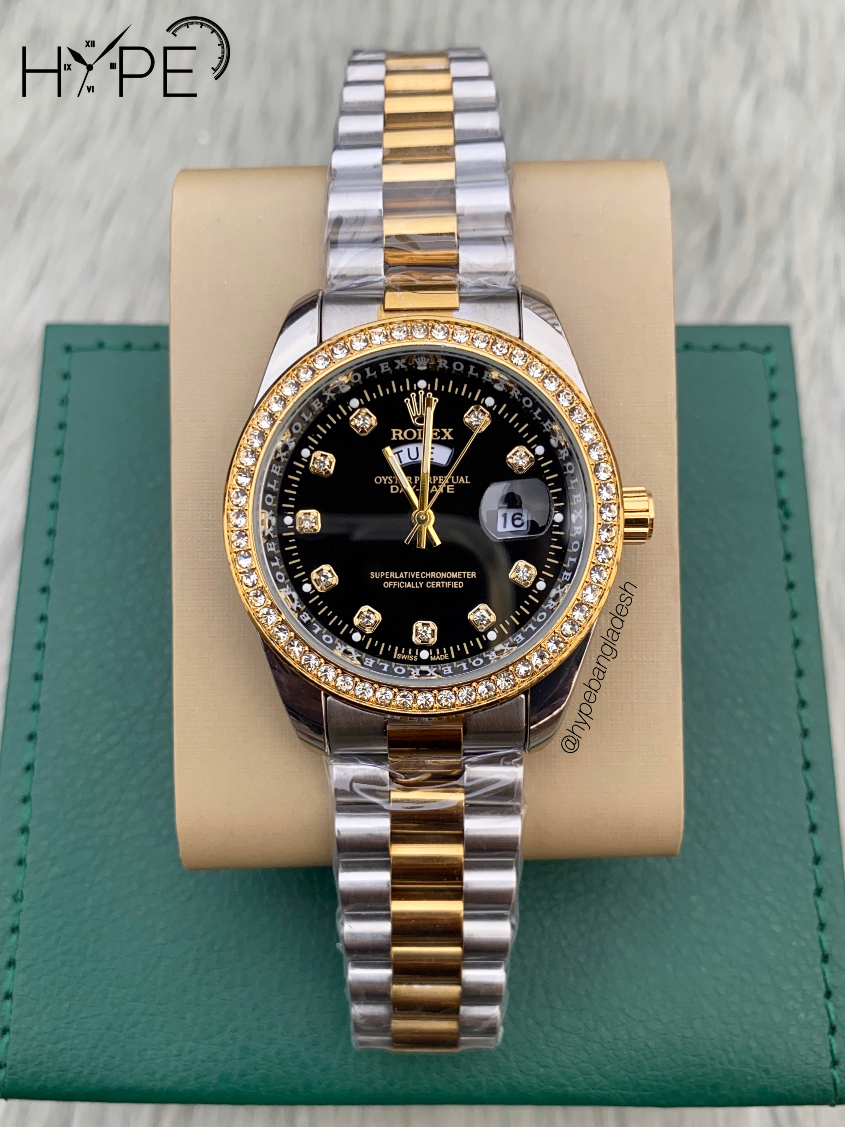 R0LEX DayDate stone bezel (Black dial)_img_0