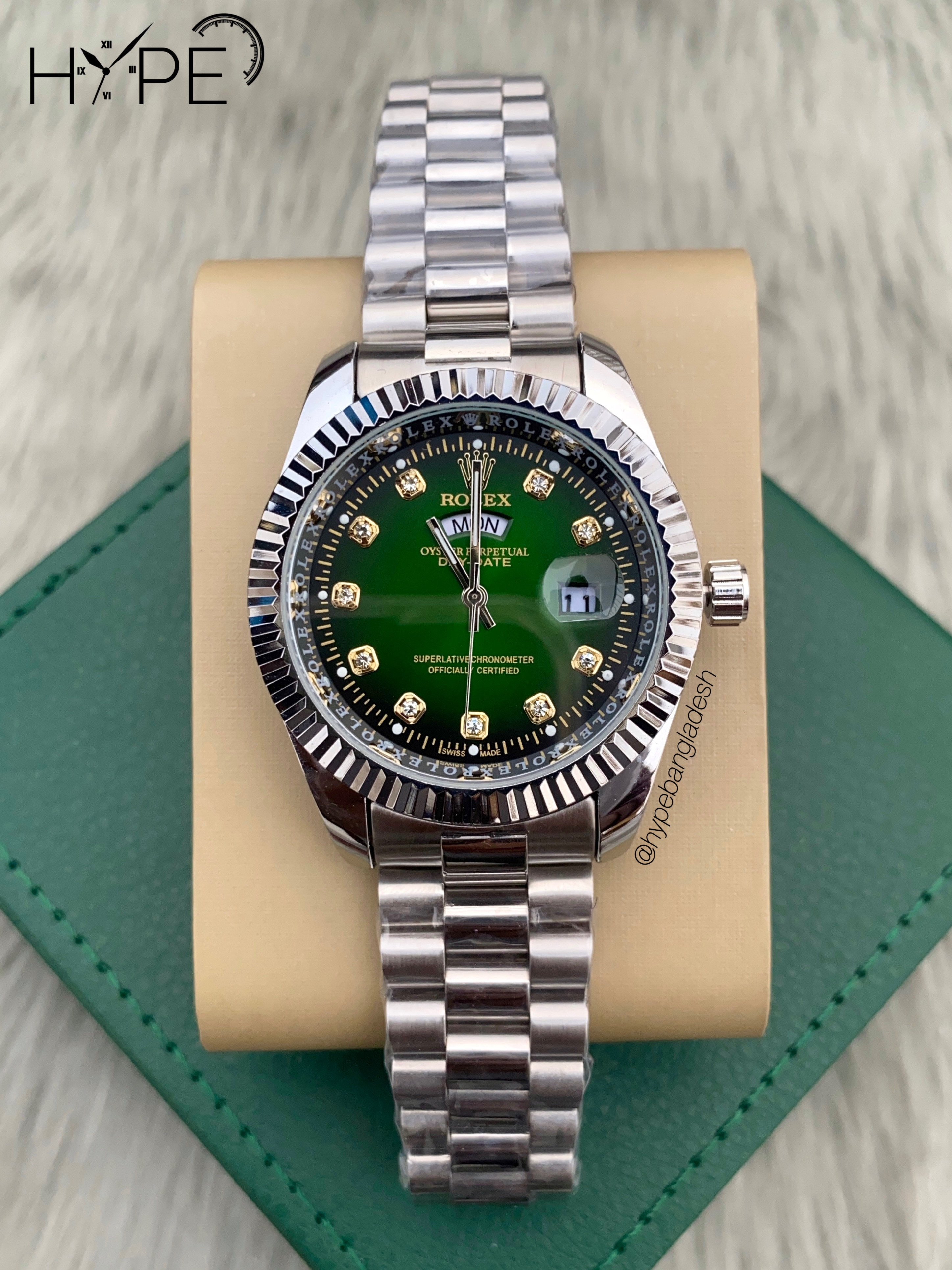 R0LEX DayDate silver (Green dial)_img_0