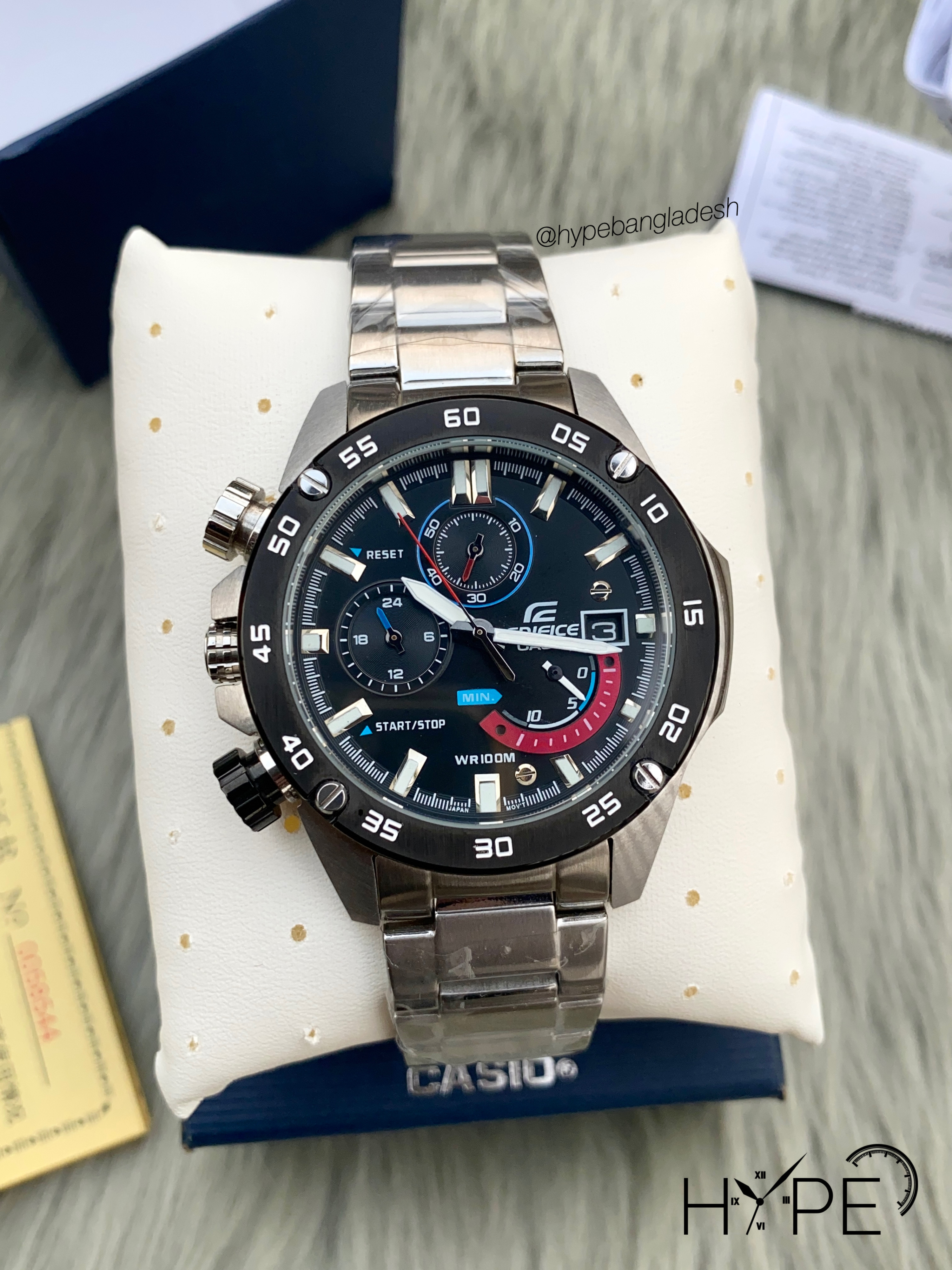 Edifice 1:1 chronograph stainless steel chain (black dial)_img_0