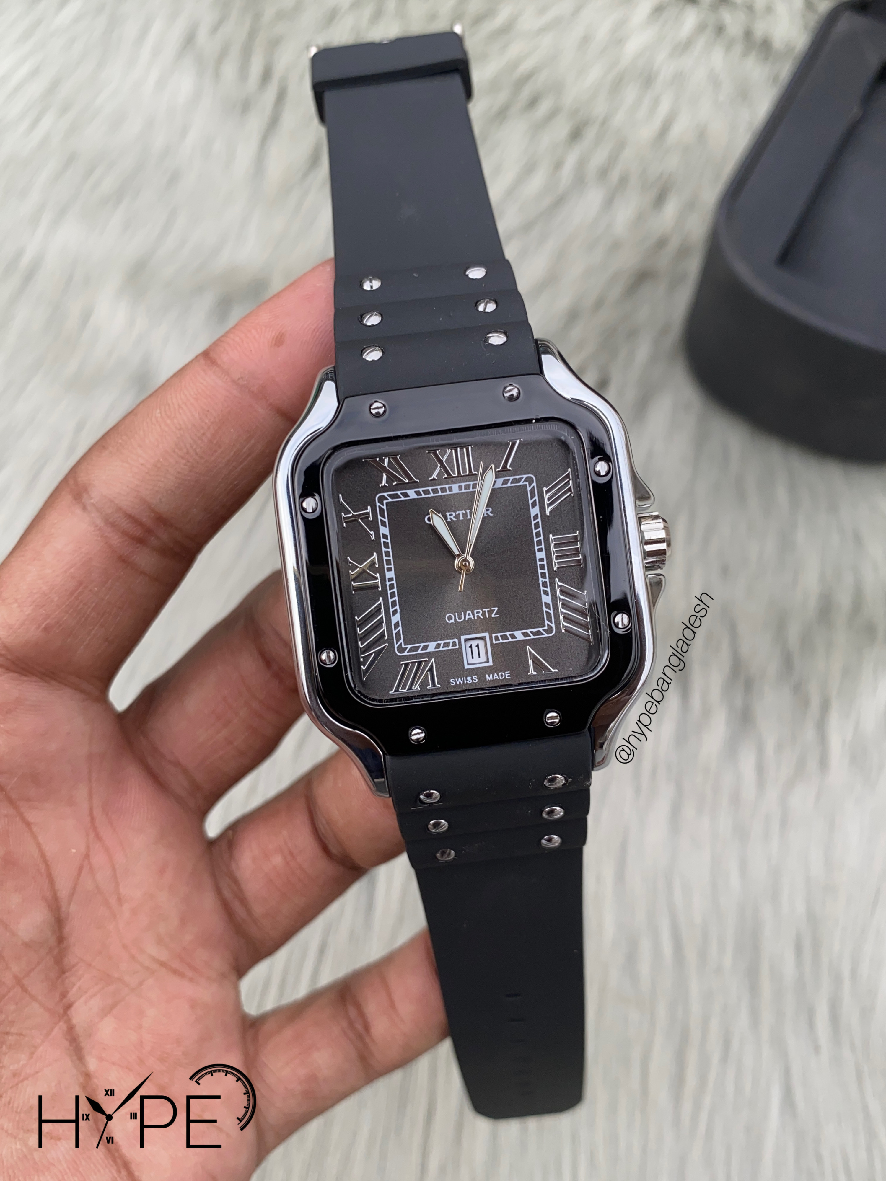 Santos quartz silicone belt (black)_img_0