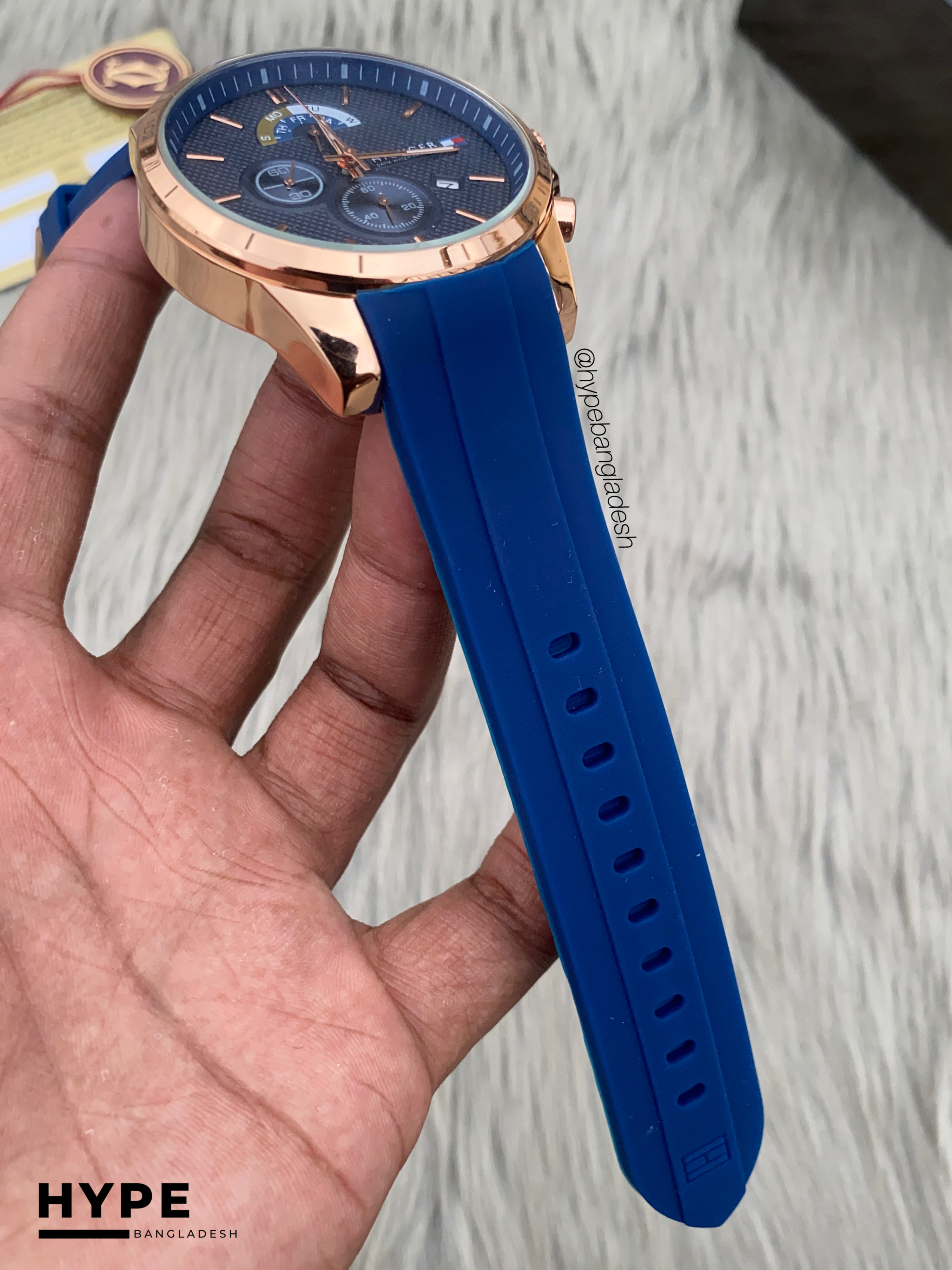 Tommy Hilfiger blue silicone belt rosegold case chronograph_img_2