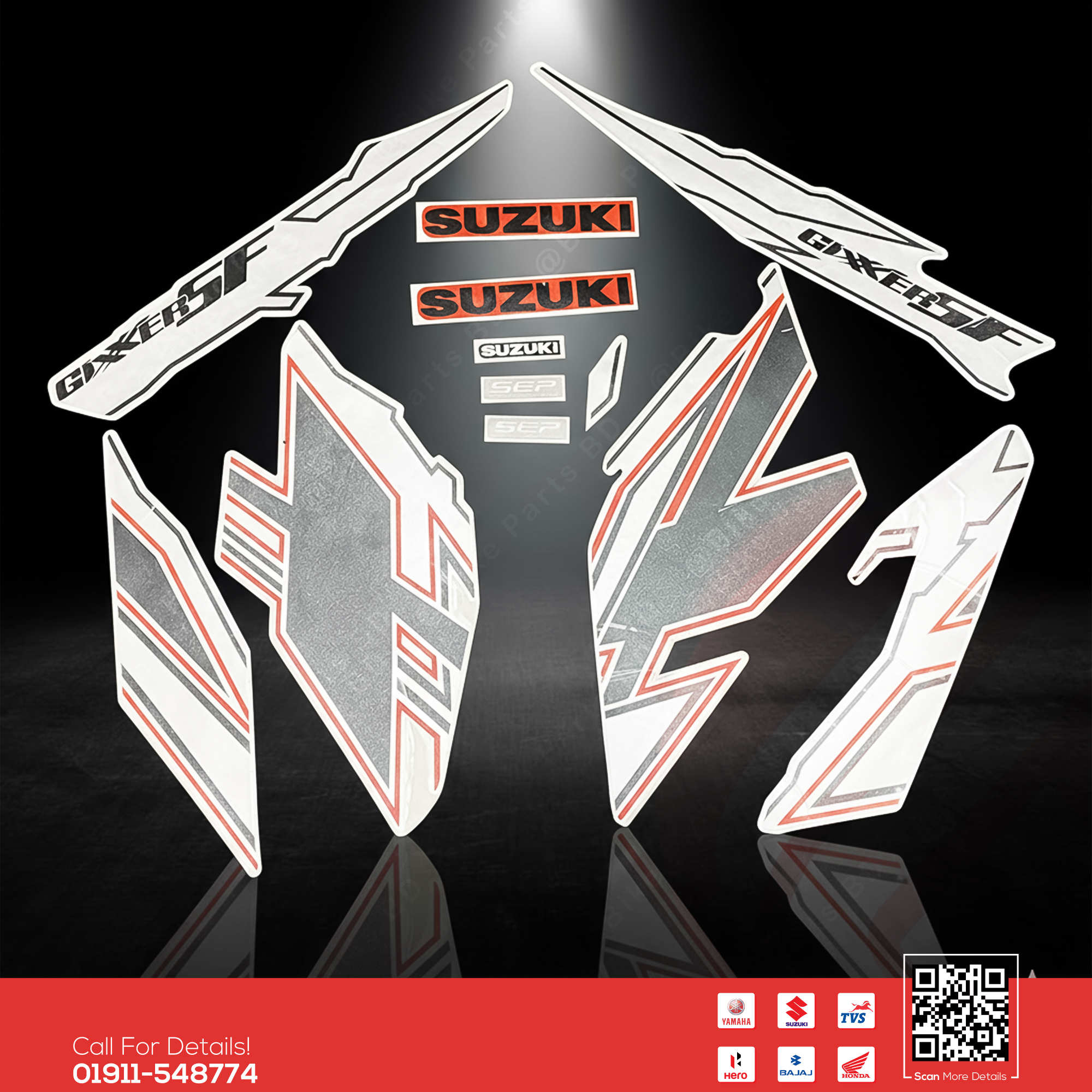 Full Set Sticker for Suzuki Gixxer SF (New Model-Silver & Orenge) bike._img_0