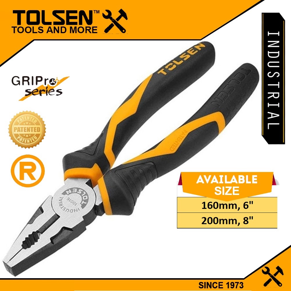 TOLSEN Combination Pliers ( 6" | 8" ) Industrial Series Model: 10015 | 10017_img_0