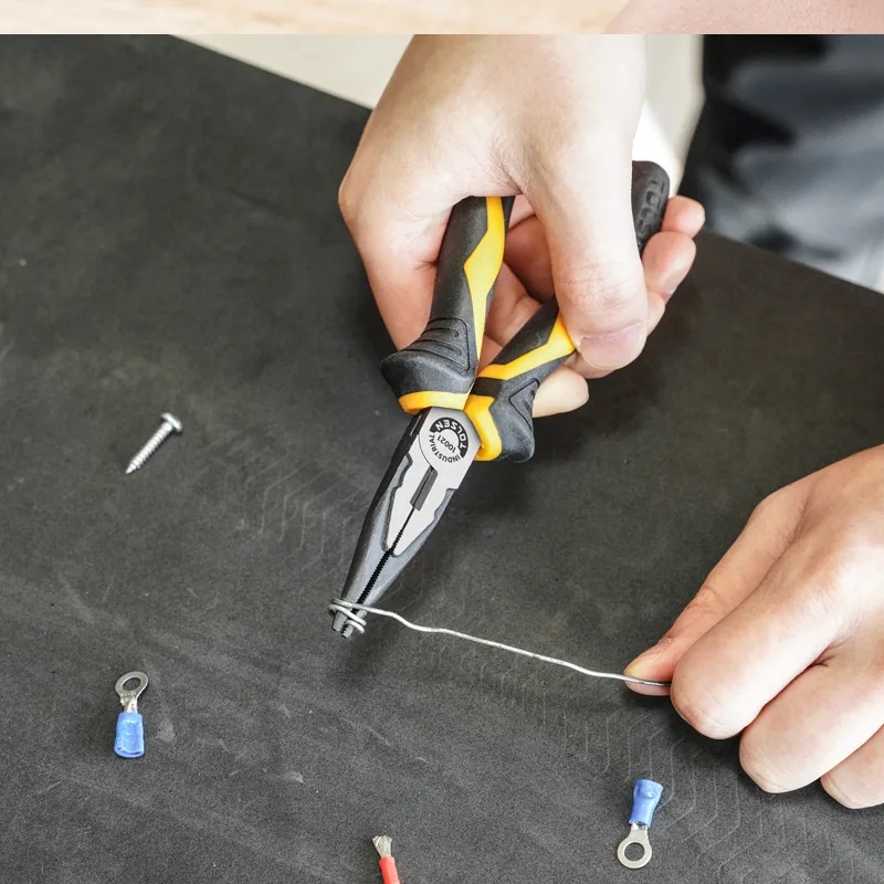 TOLSEN 10021 Long Nose Pliers, 6" (160mm), Industrial GRIPro Series, CrV Steel, Black Finish | Model: 10021_img_1