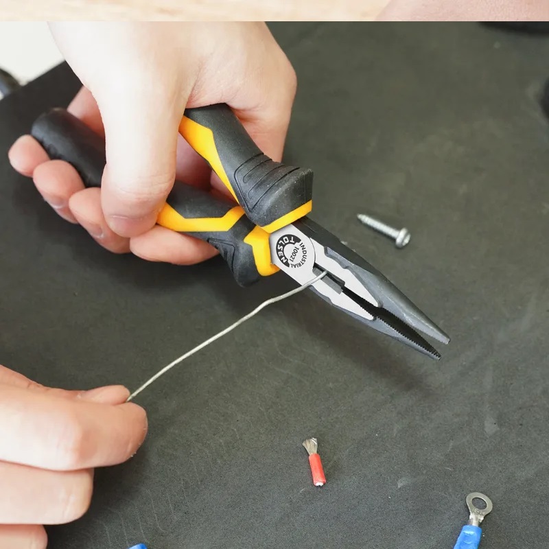 TOLSEN 10021 Long Nose Pliers, 6" (160mm), Industrial GRIPro Series, CrV Steel, Black Finish | Model: 10021_img_2