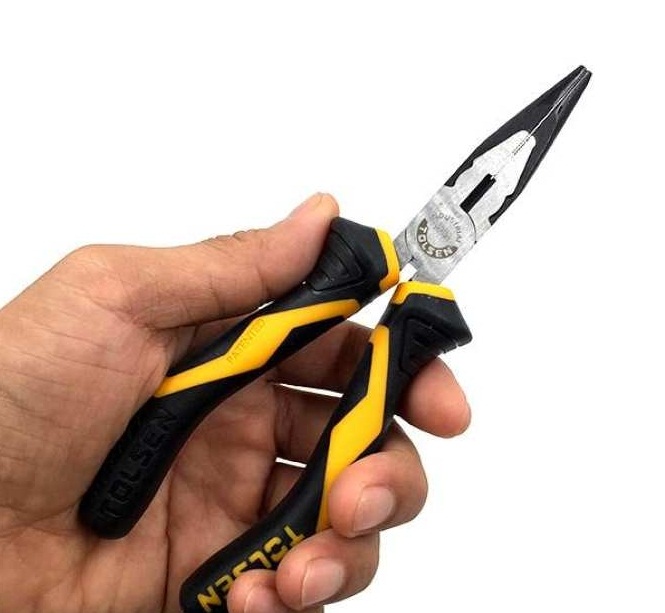 TOLSEN 10021 Long Nose Pliers, 6" (160mm), Industrial GRIPro Series, CrV Steel, Black Finish | Model: 10021_img_4