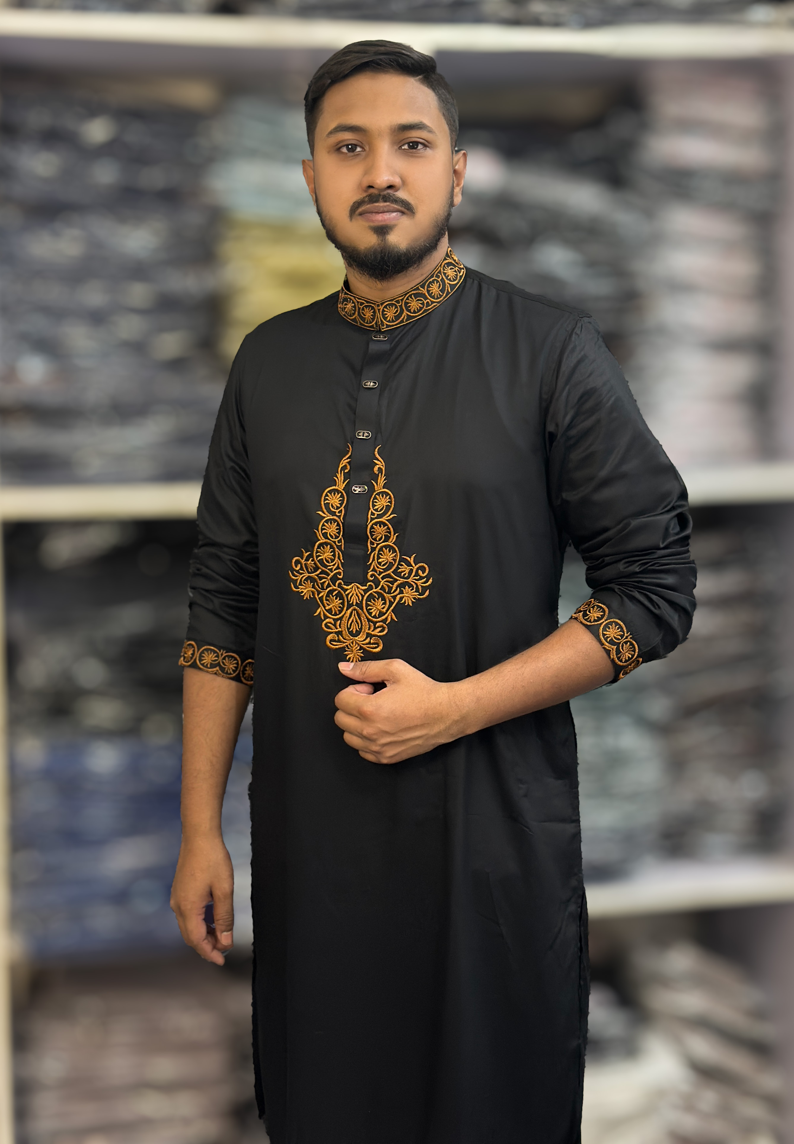 Ajwah Royal Black Embroidery Panjabi_img_1