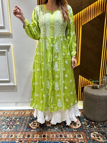 Lucknow Gawon 2 piece Embroidery Tow piece Set (Green)