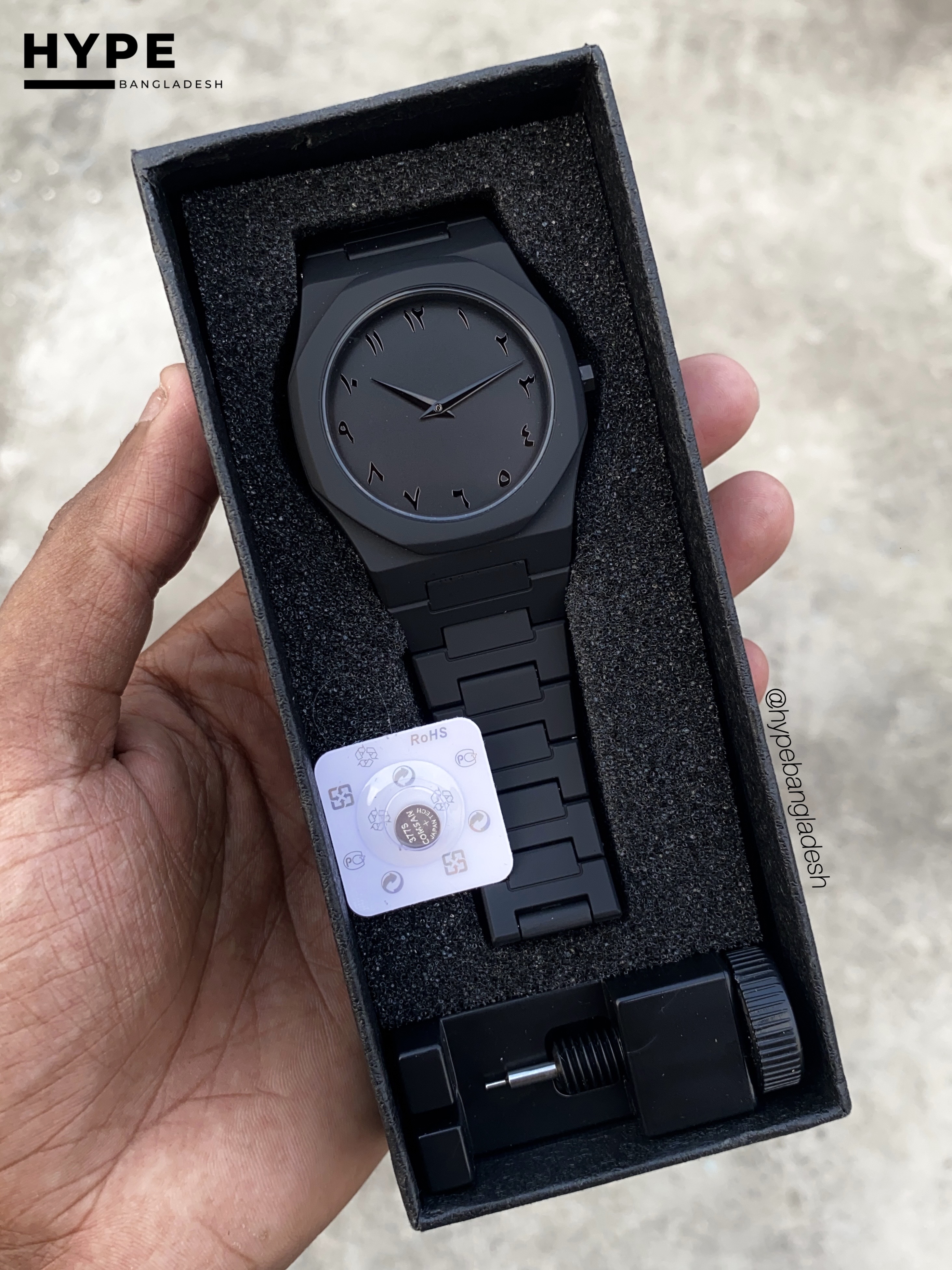 Arabic Dial Polycarbon Plastic Lightweight Watch (ALL BLACK)_img_7