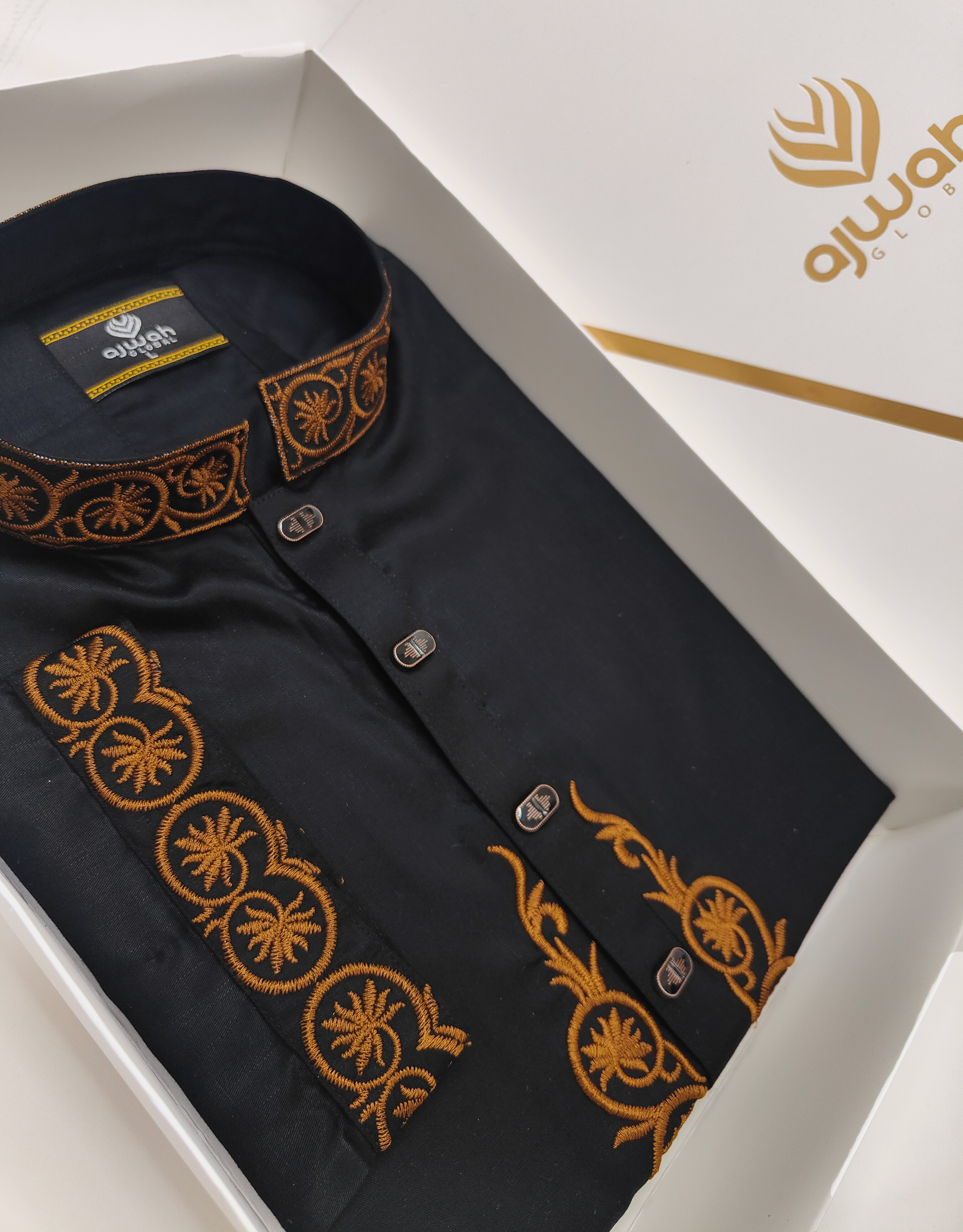 Ajwah Royal Black Embroidery Panjabi_img_2