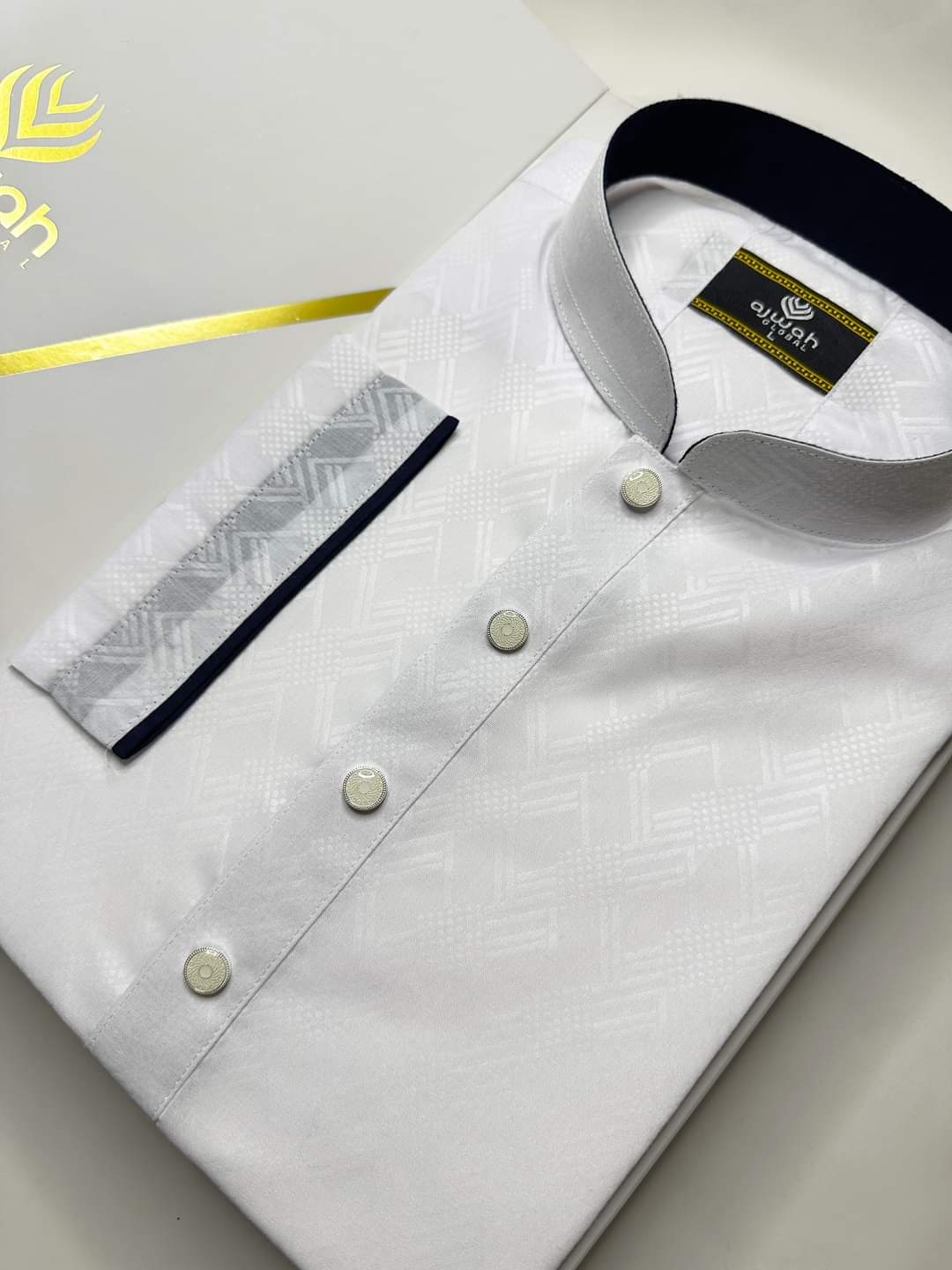 Perfect Fit with the Ajwah Classic Royale White Panjabi for Men_img_2