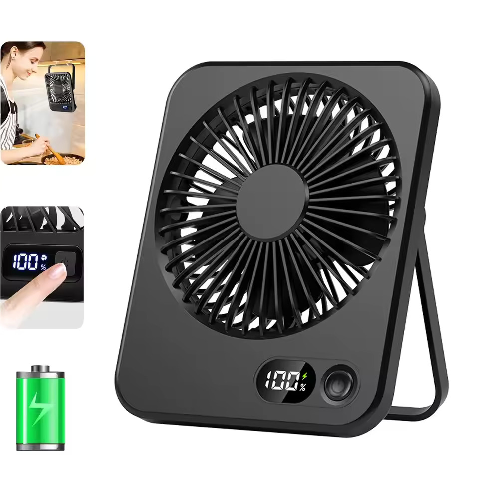 Desk Fan Portable USB Rechargeable Fan 180° Tilt Folding Personal Fan With Power Display 5 Speeds Ultra Quiet Table Fan_img_0