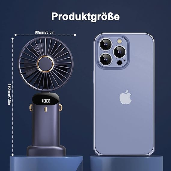 Portable Handheld Fan 5 Speeds 2000mAh Mini Pocket Fan Rechargeable 2.5W Powerful Wind Phone Holder Design Fans_img_1