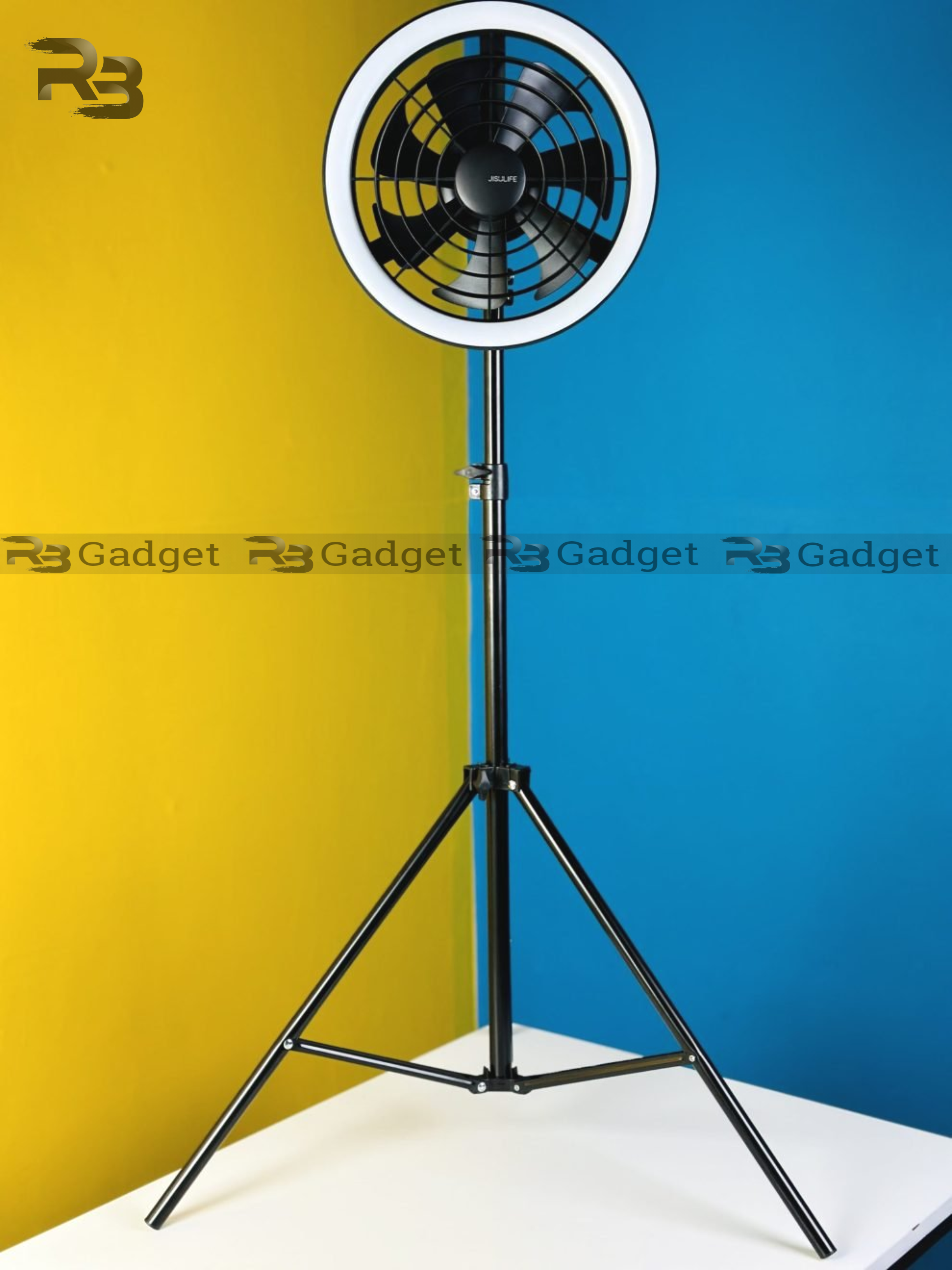 JISULIFE FA17 Rechargeable Fan with LED Ceiling Fan with - Long Tripod Stand_img_1
