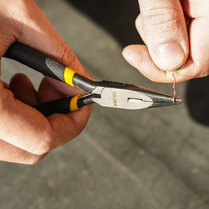 TOLSEN 4.5" Mini Long Nose Pliers Bi-Dipped Handle 10031