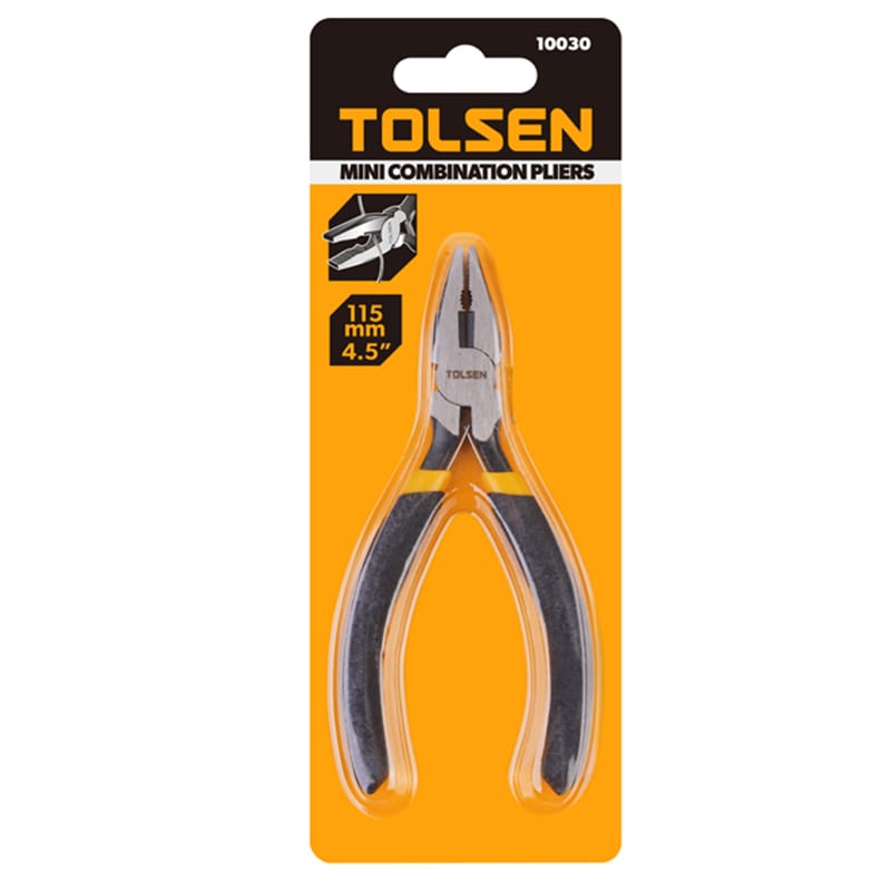 TOLSEN 4.5" Mini Combination Pliers Bi-Dipped Handle Model: 10030_img_3