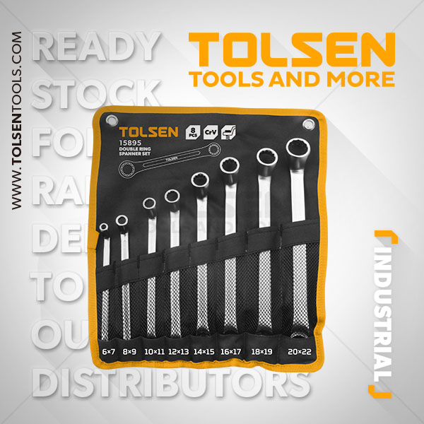 TOLSEN 8Pcs Double Ring End Spanner Set (6-22mm) Model 15895_img_1