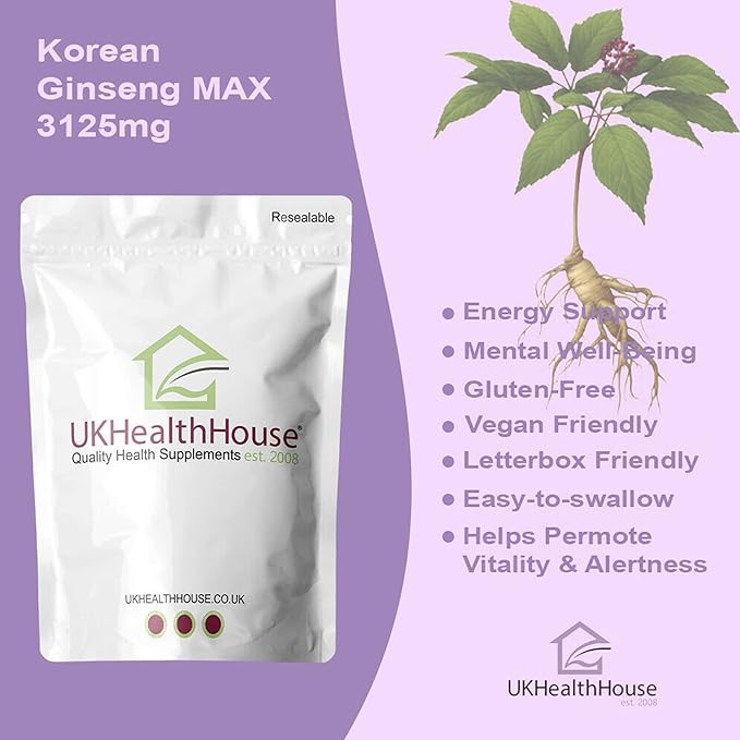 Korean Ginseng MAX 3125mg - 30 Tablets - Extra Potency Ginsenosides - Made in UK_img_4