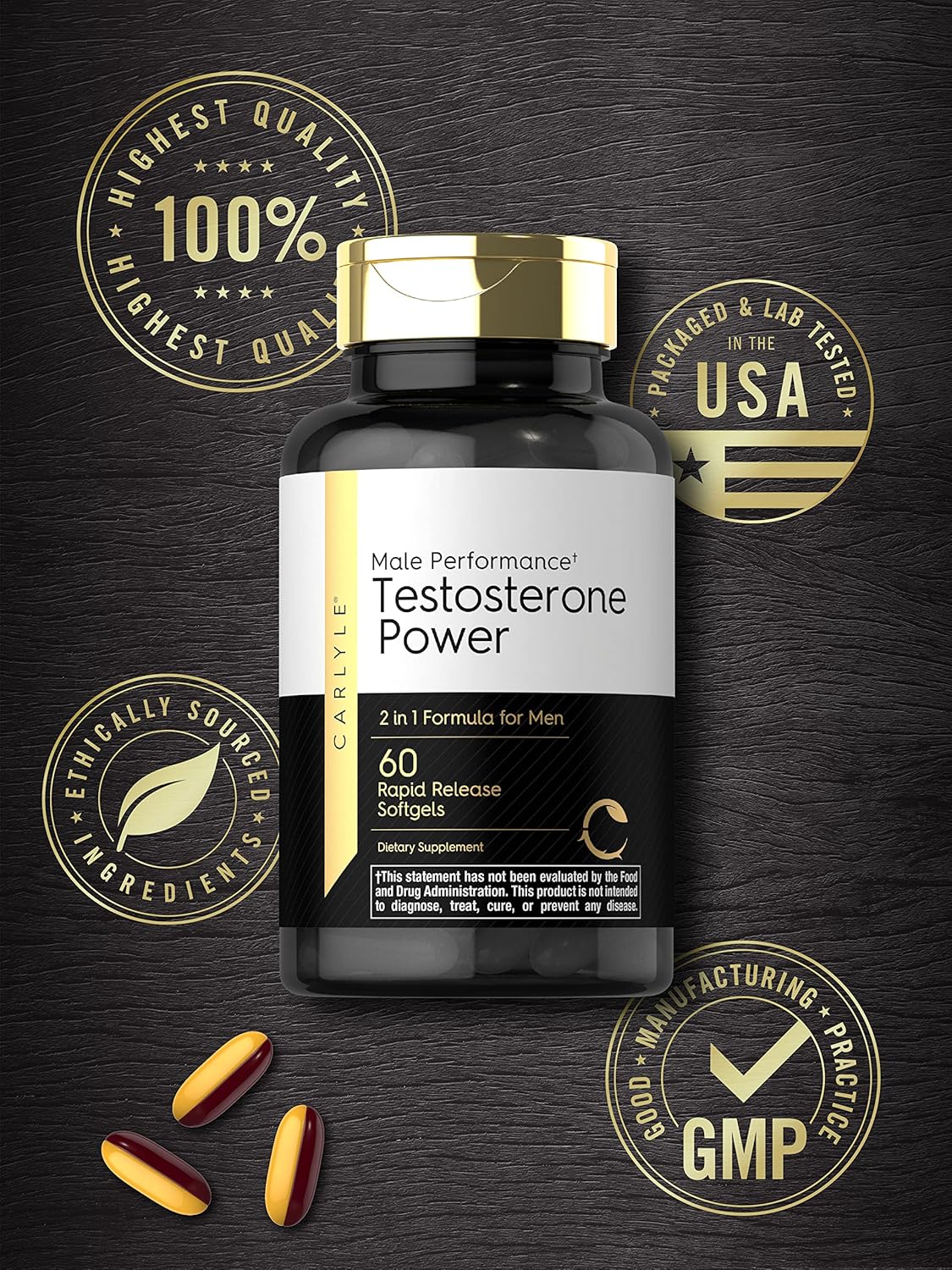 Testosterone Power Male Performance 60 Softgels - Made in USA_img_5