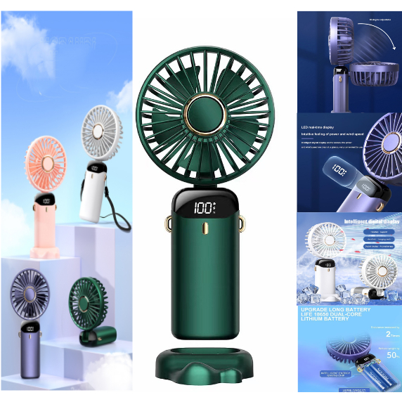 Portable Handheld Fan 5 Speeds 2000mAh Mini Pocket Fan Rechargeable 2.5W Powerful Wind Phone Holder Design Fans_img_5