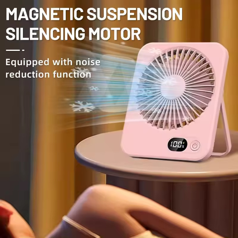 Desk Fan Portable USB Rechargeable Fan 180° Tilt Folding Personal Fan With Power Display 5 Speeds Ultra Quiet Table Fan_img_3