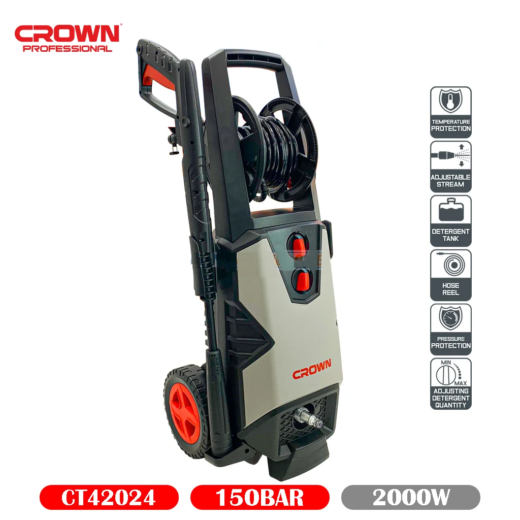 CROWN CT42024,2000W 150bar High Pressure Washer Car Washer Bike Washer Cleaner, 6.7L/min  Model: CT42024_img_0