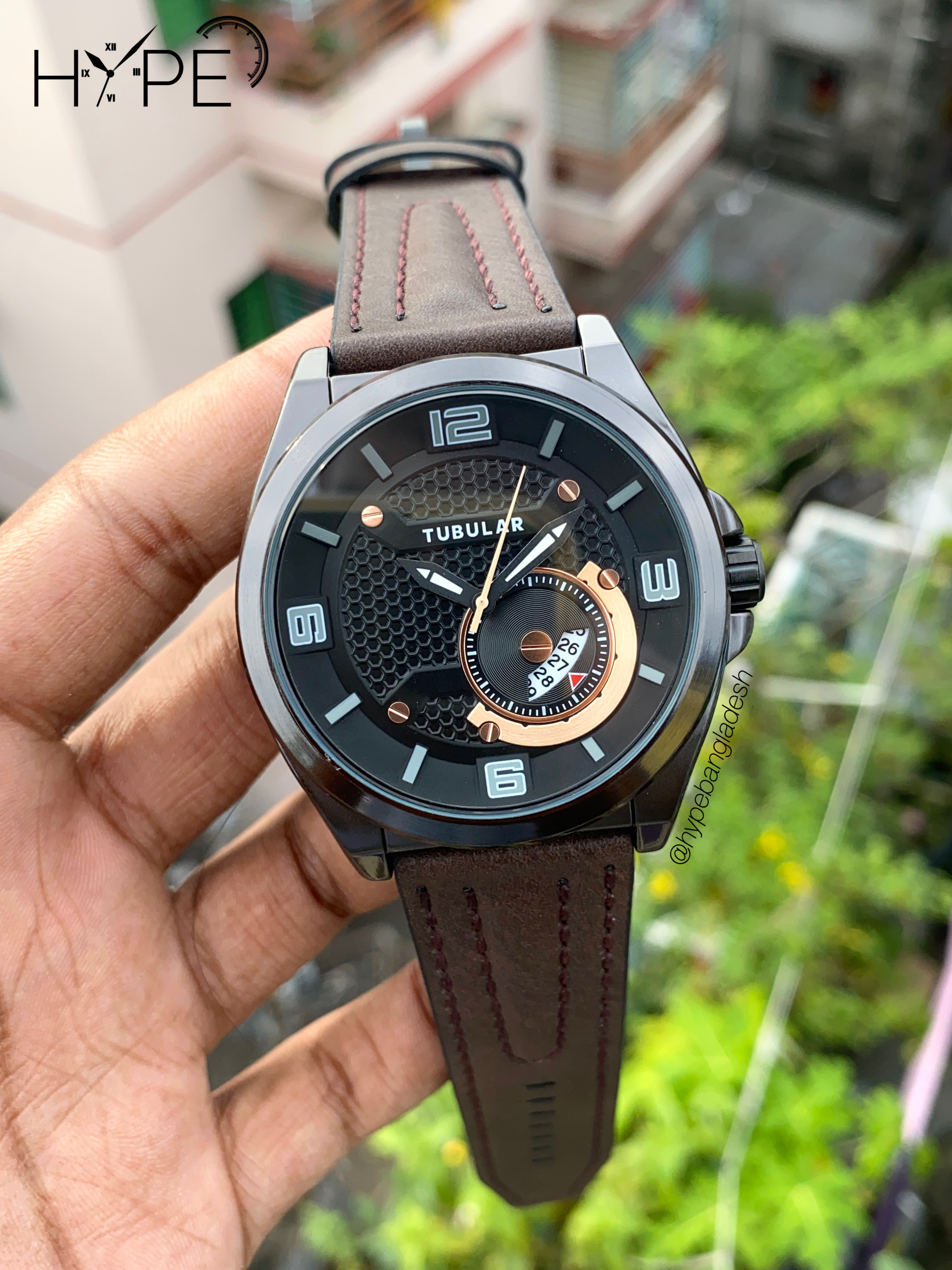 Tubular leather belt Quartz (Brown)_img_0