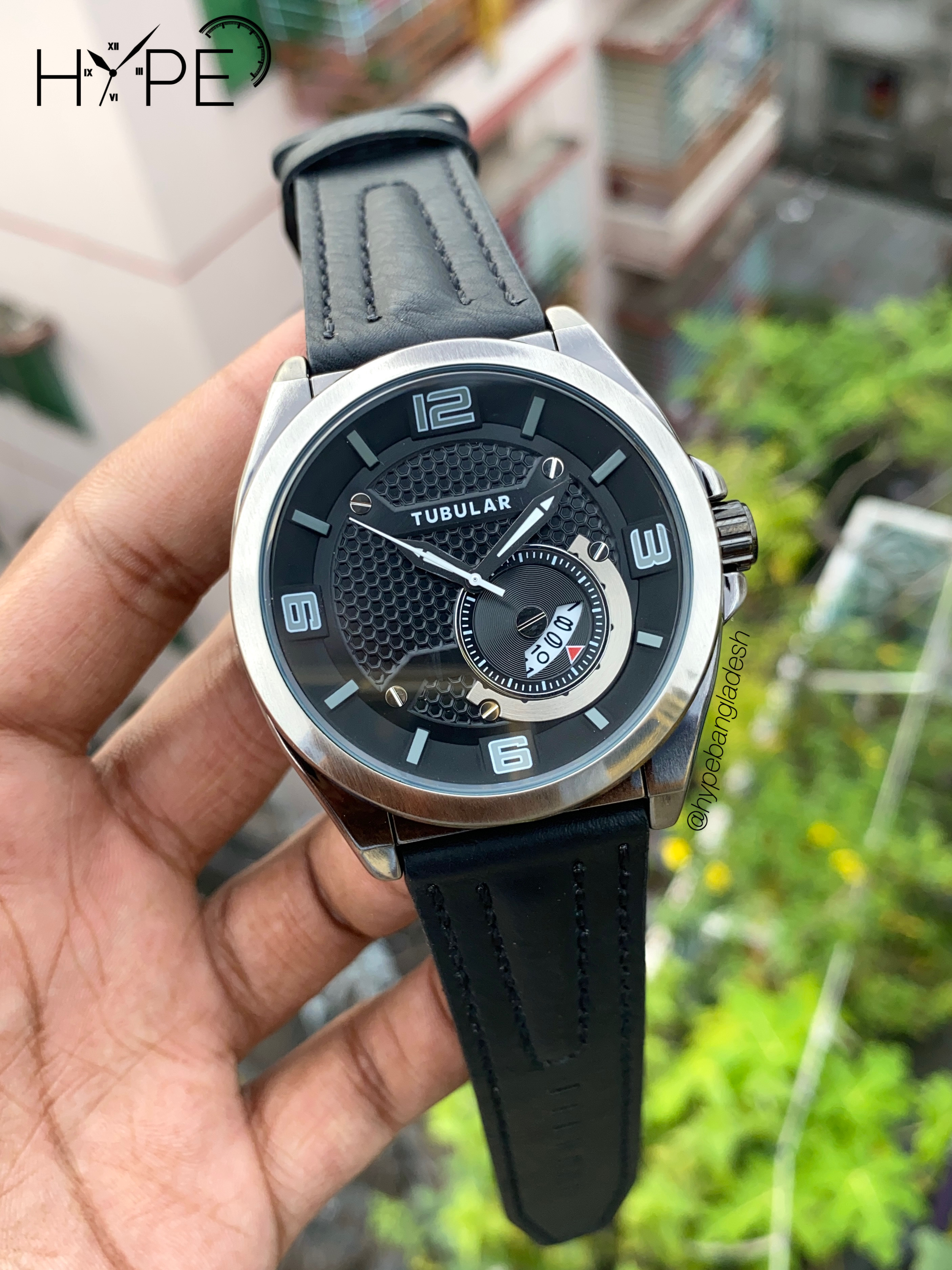 Tubular leather belt Quartz (Black)_img_0