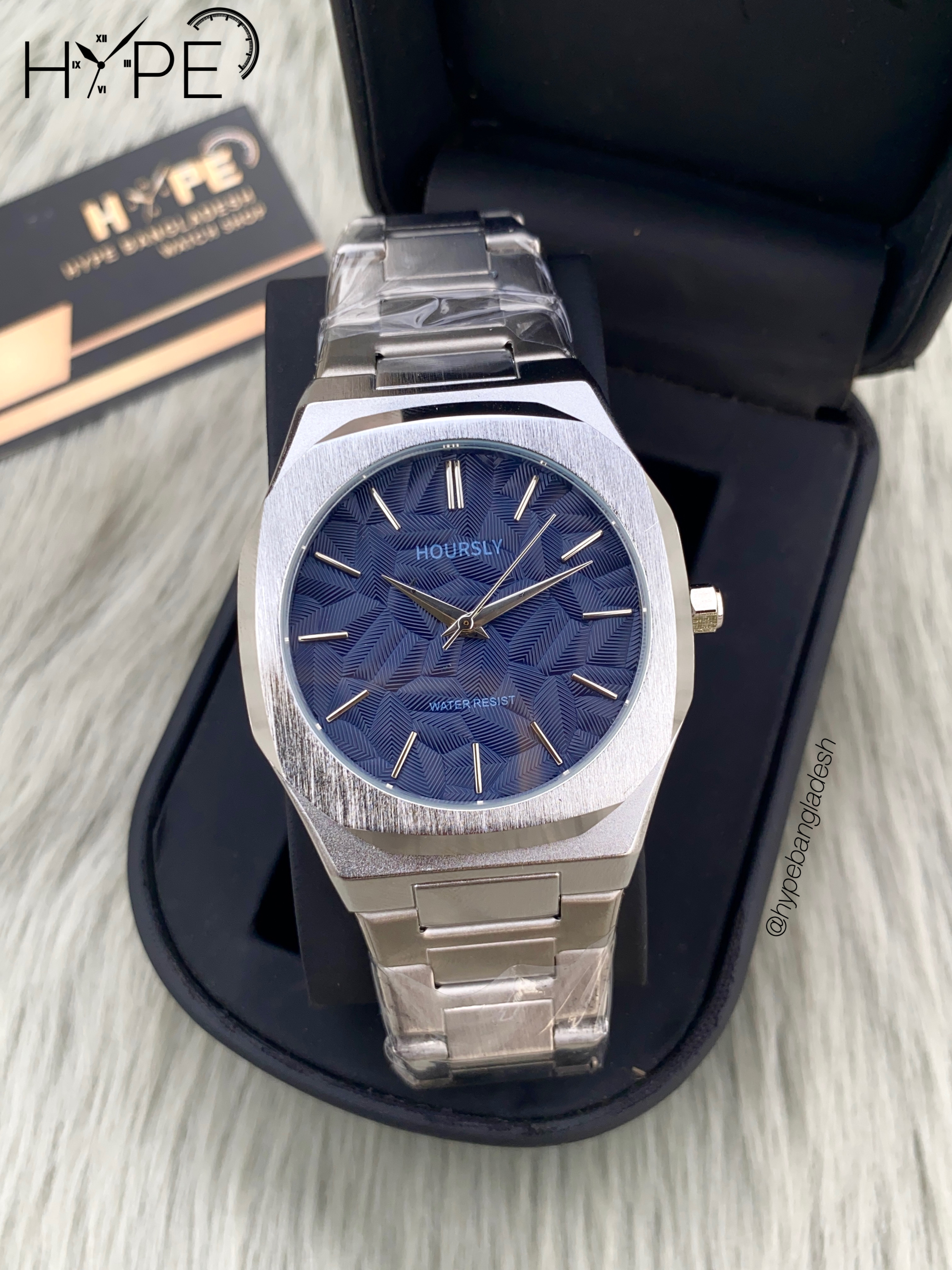 Hoursly stainless steel chain Quartz (Blue Dial)_img_0