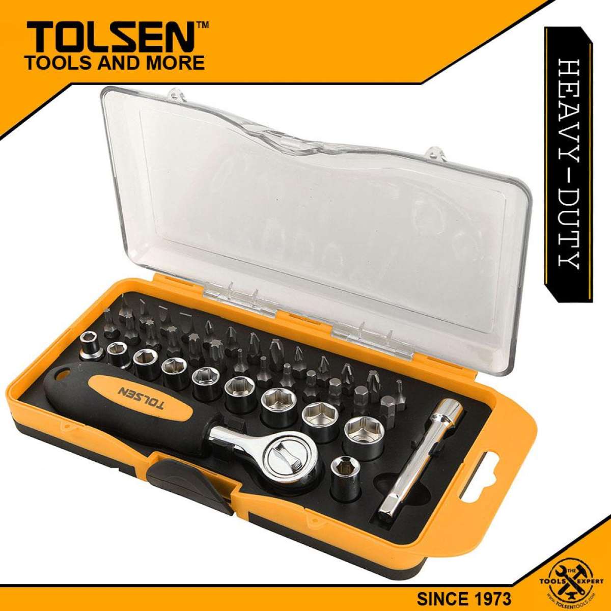 TOLSEN 38pcs Bit & Ratchet Socket Set (1/4" Drive) TPR Handle 20035_img_1